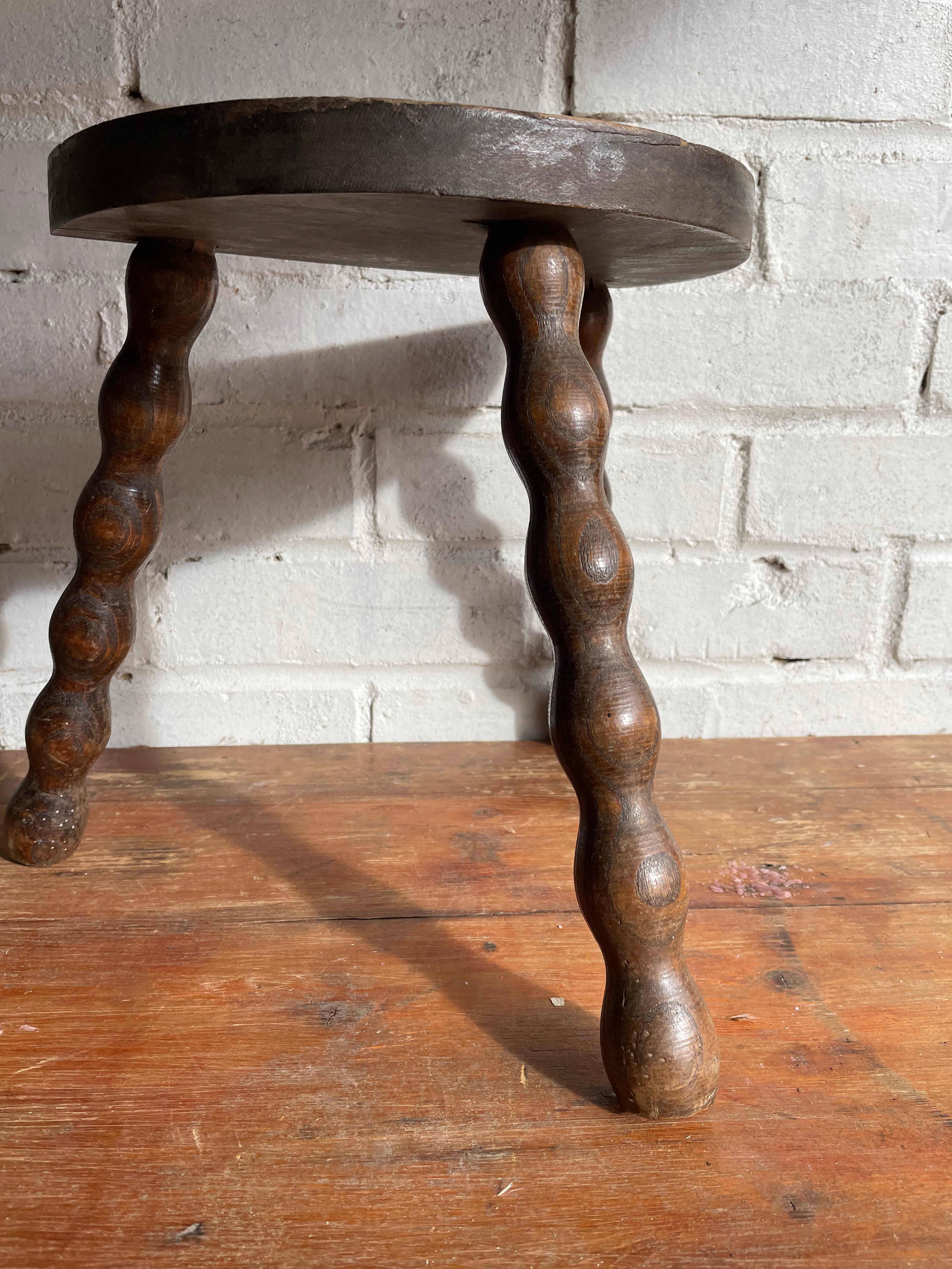 Small French Half-Moon Shaped Milking Stool