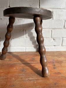 Small French Half-Moon Shaped Milking Stool