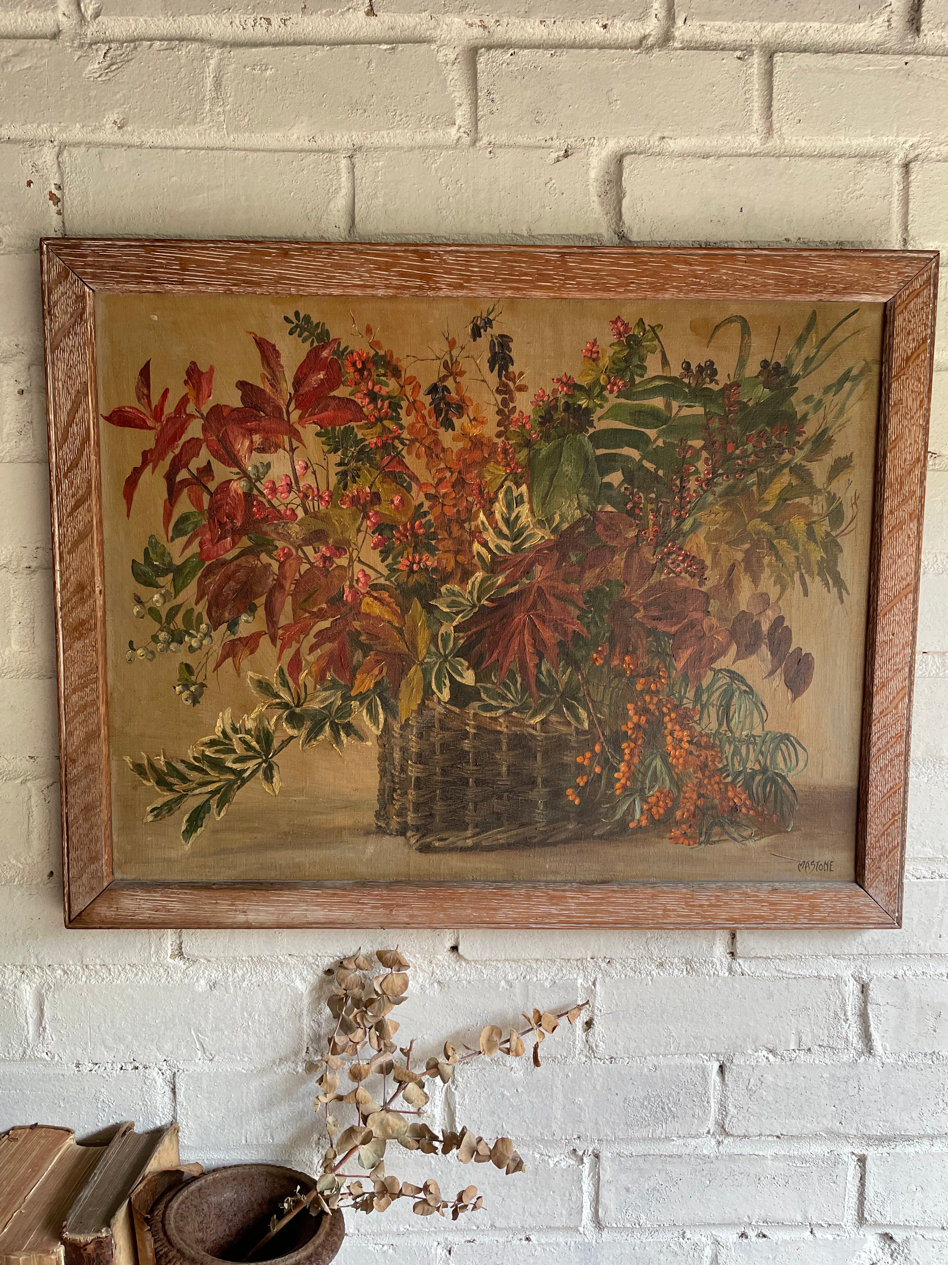 Flowers Bursting from a Basket: Oil On Canvas
