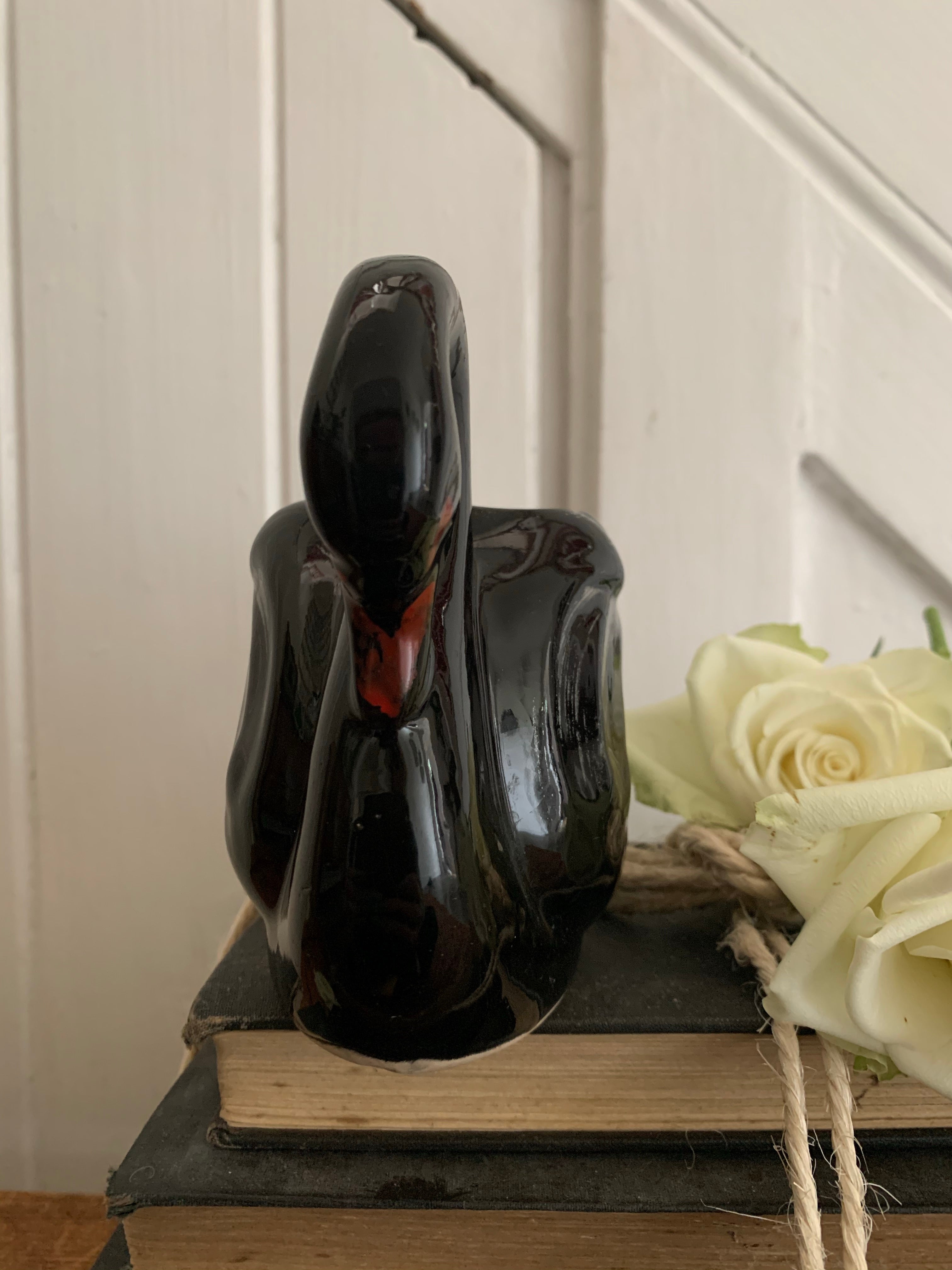 Small Black Ceramic Swan 2