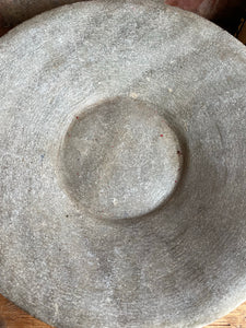 Antique Marble Stone Bowl: Grey Hues