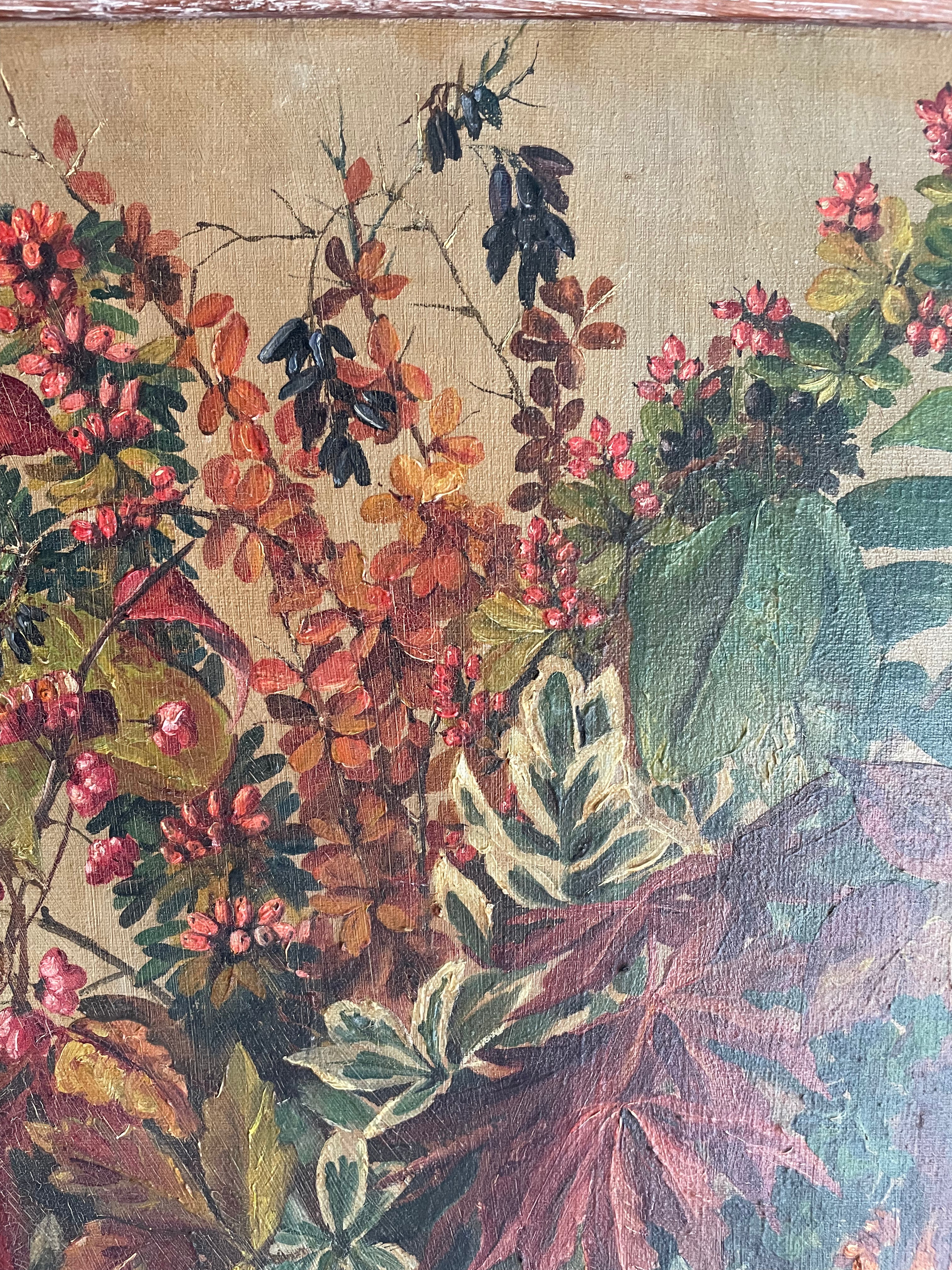 Flowers Bursting from a Basket: Oil On Canvas
