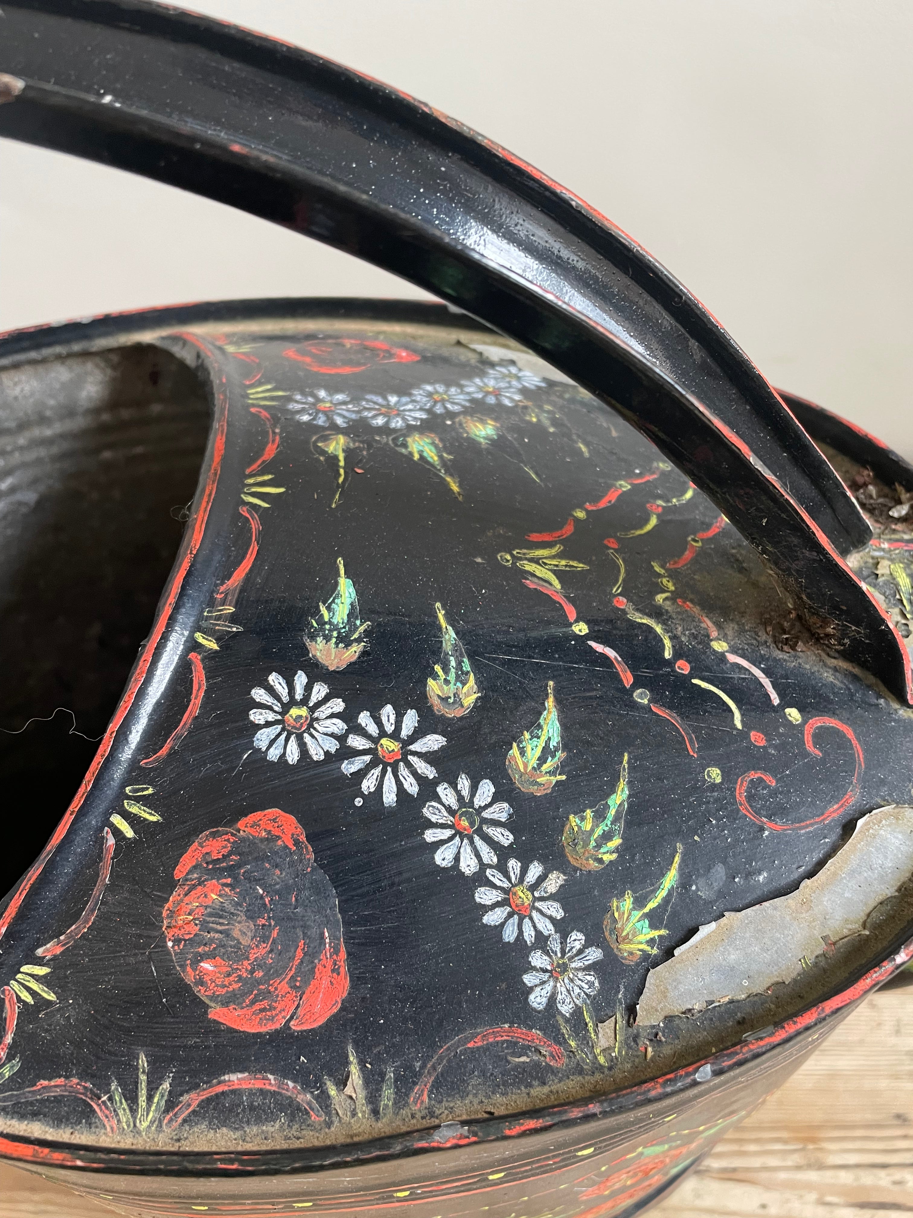 “Bargeware” Hand-Painted Metal Watering Can