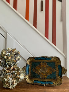 Small Blue Florentine Gilt Tray