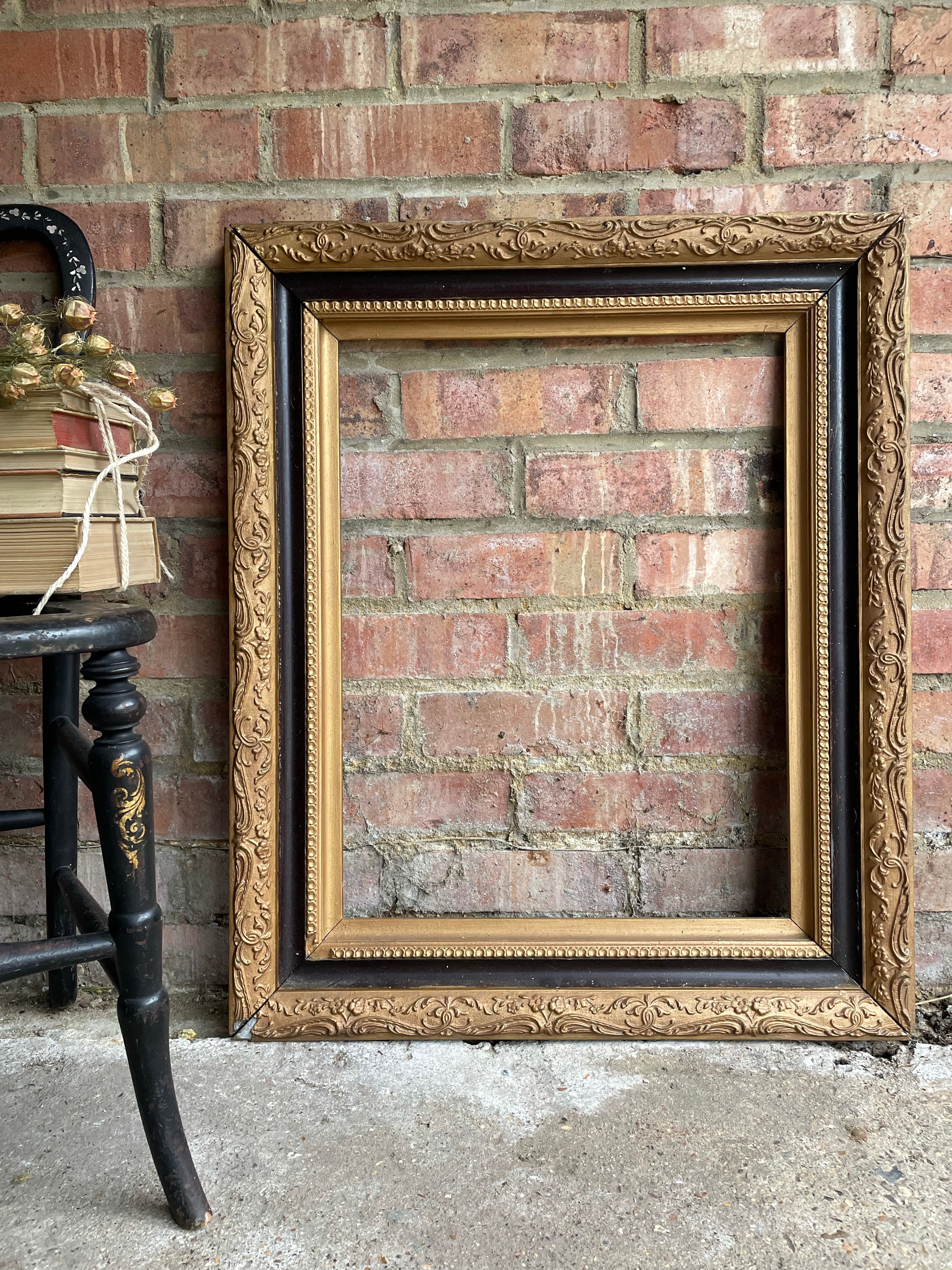 Large Decorative Wood & Gilt Frame