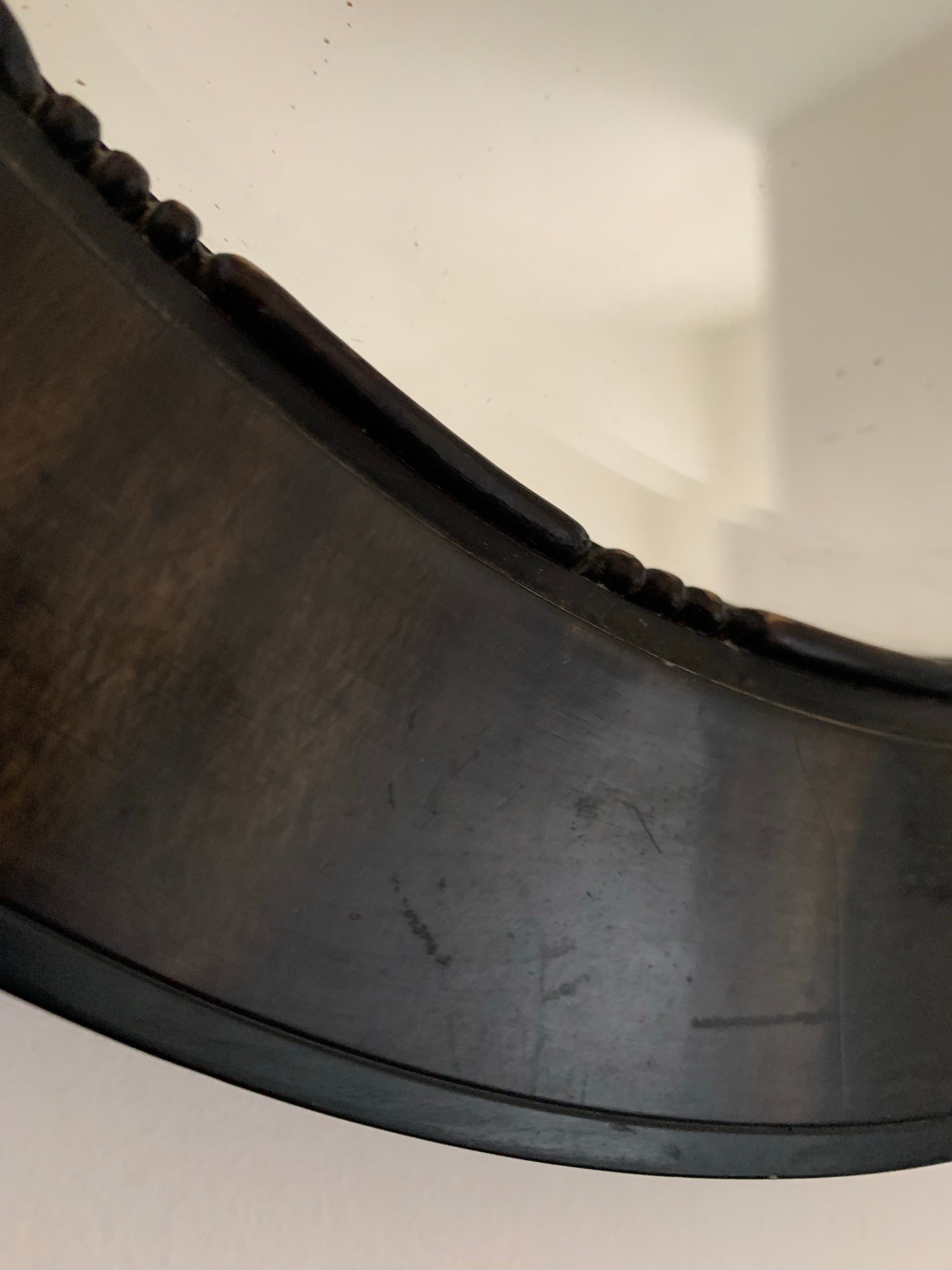 Small Round Wooden Mirror with stripe detail