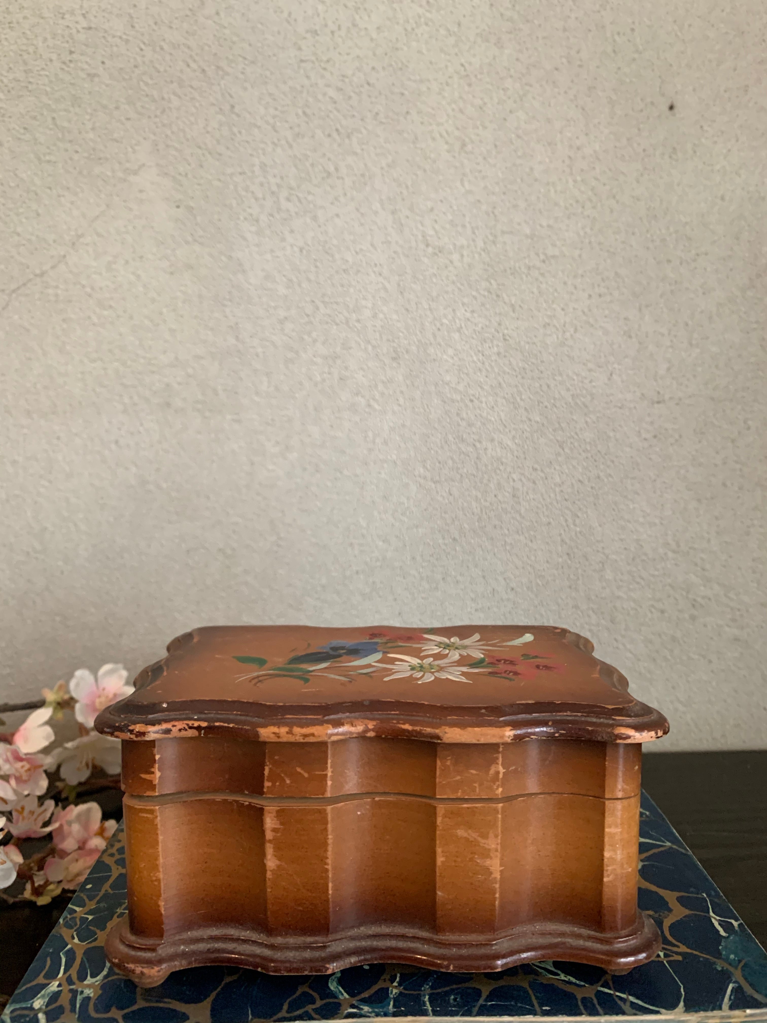 1930s little floral wooden box