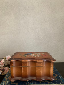 1930s little floral wooden box