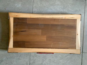 Reclaimed Wood Chopping Block (with red metal plaque)