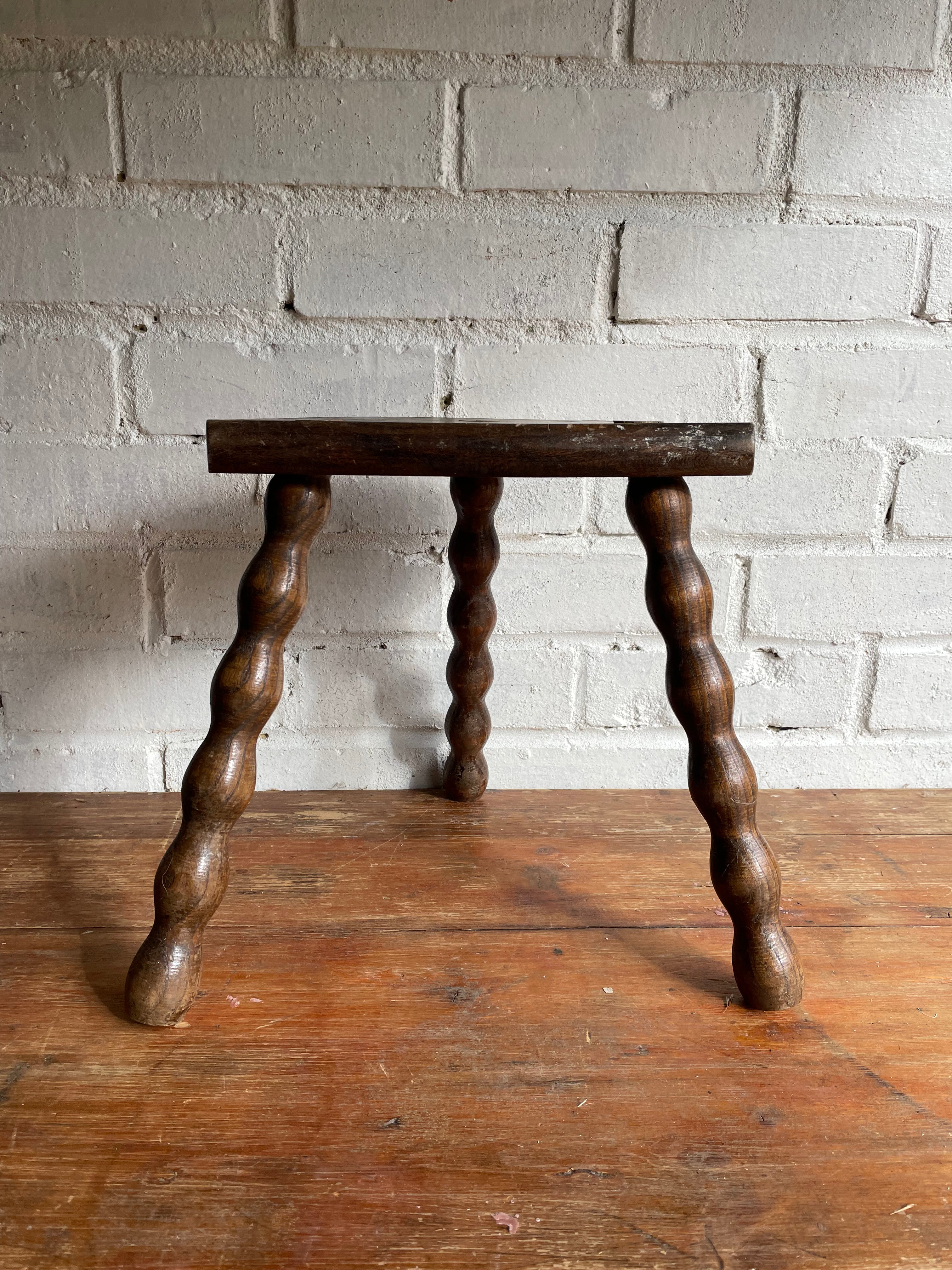 Small French Half-Moon Shaped Milking Stool