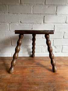 Small French Half-Moon Shaped Milking Stool
