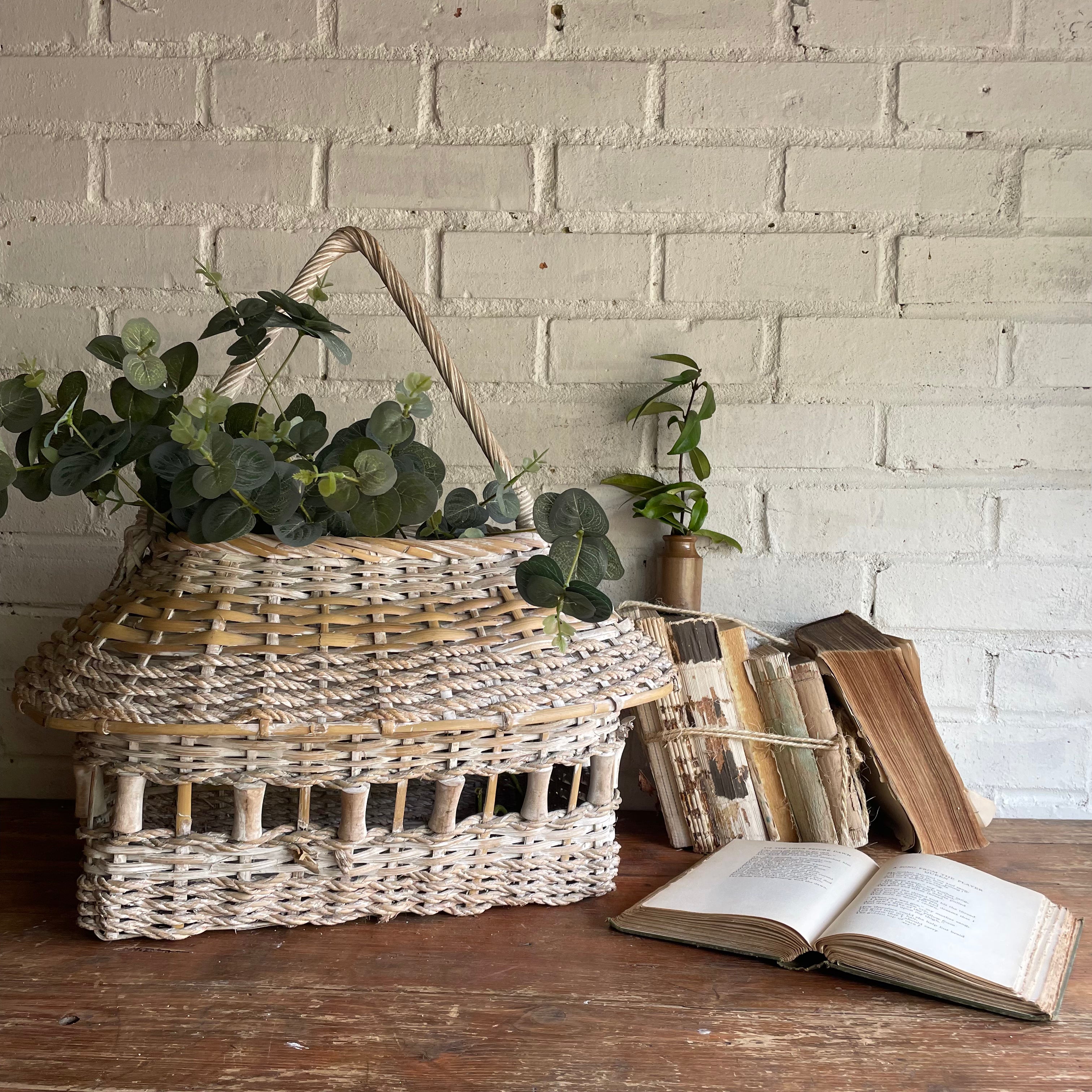 Storage Basket with Wood Detail