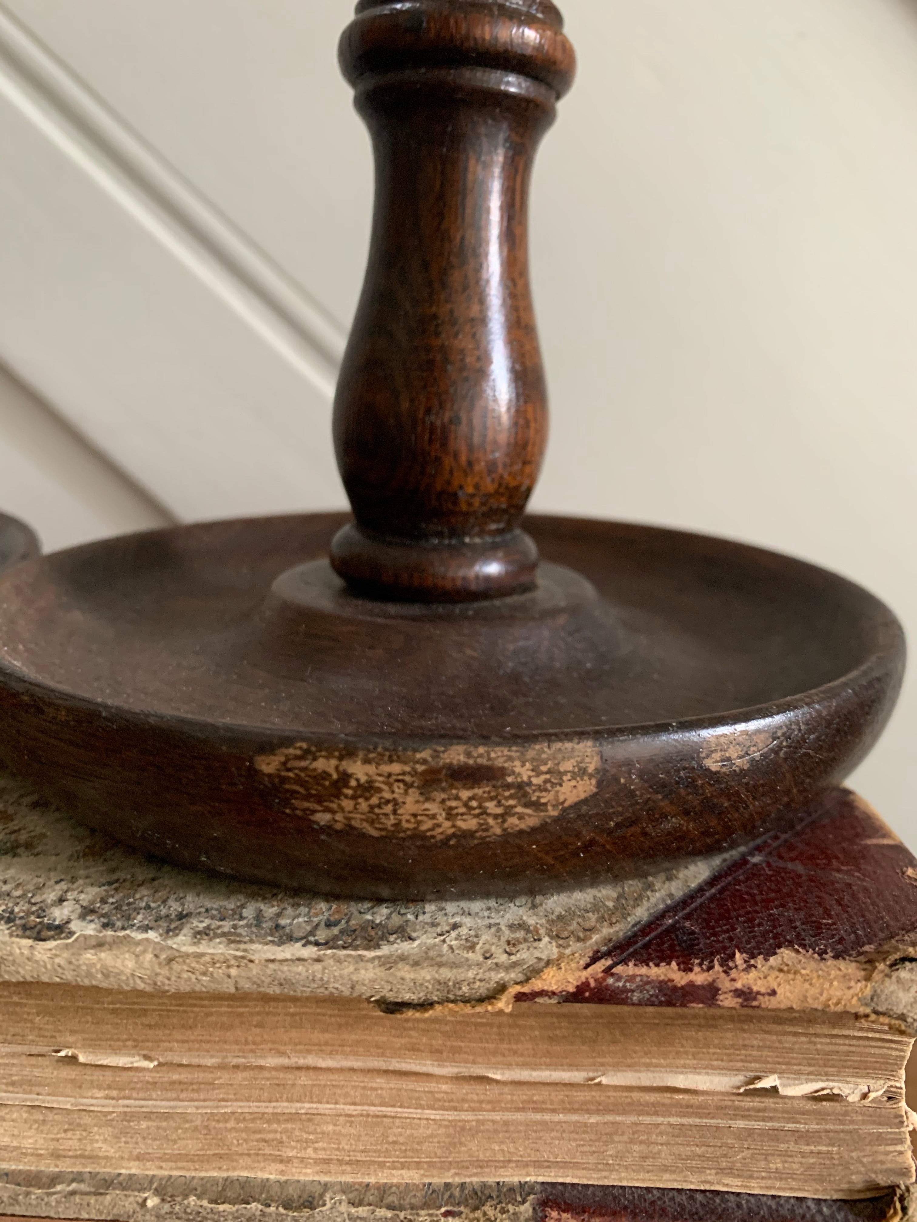 Antique “Barley Twist” Wooden Candlesticks