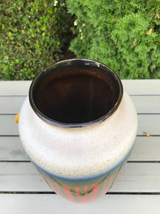 Large West German Vase in green and orange