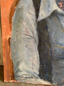 Lady with a Tie- Bloomsbury Style Small Oil Painting on Board
