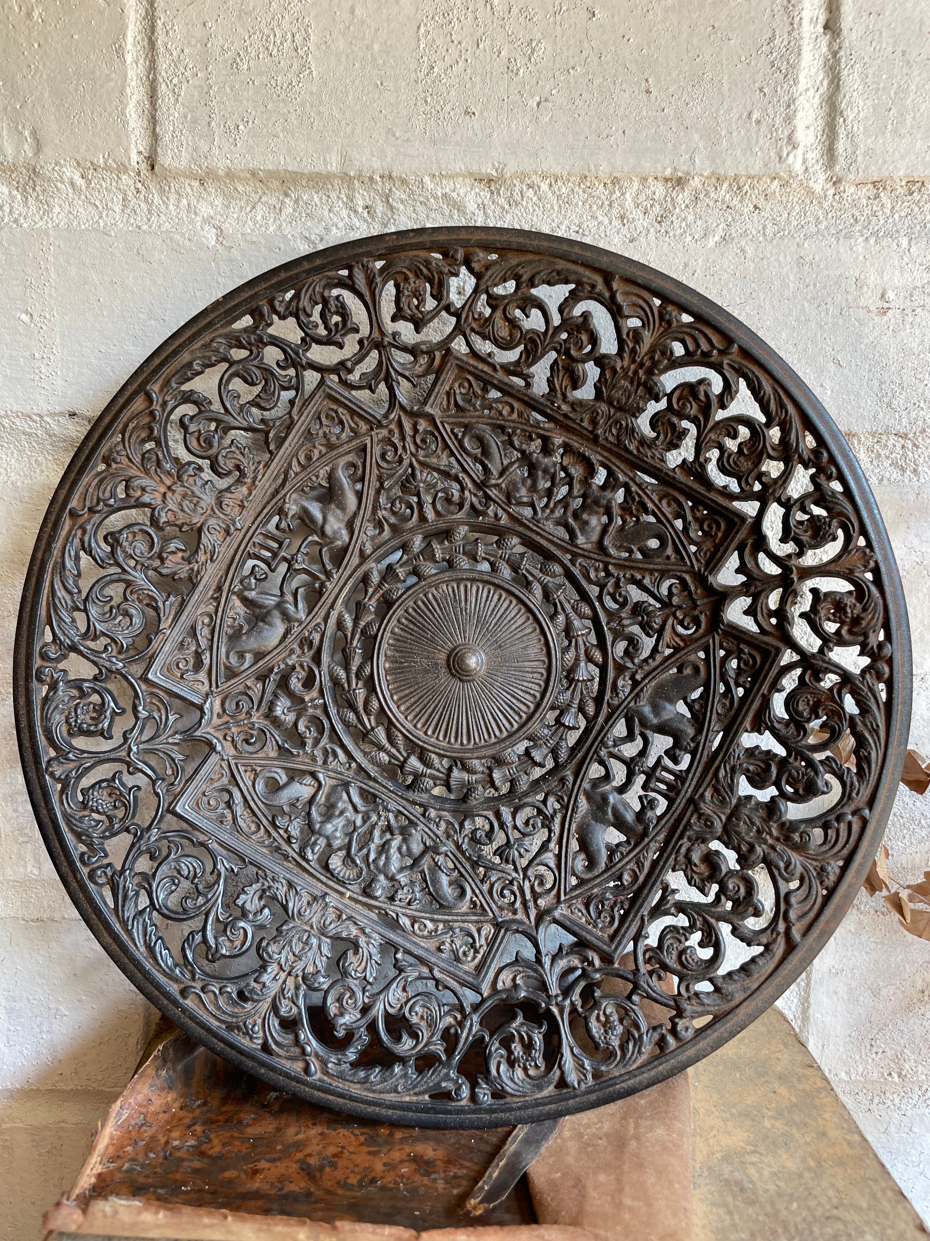 Antique Cast Iron Decorative Filigree Plate