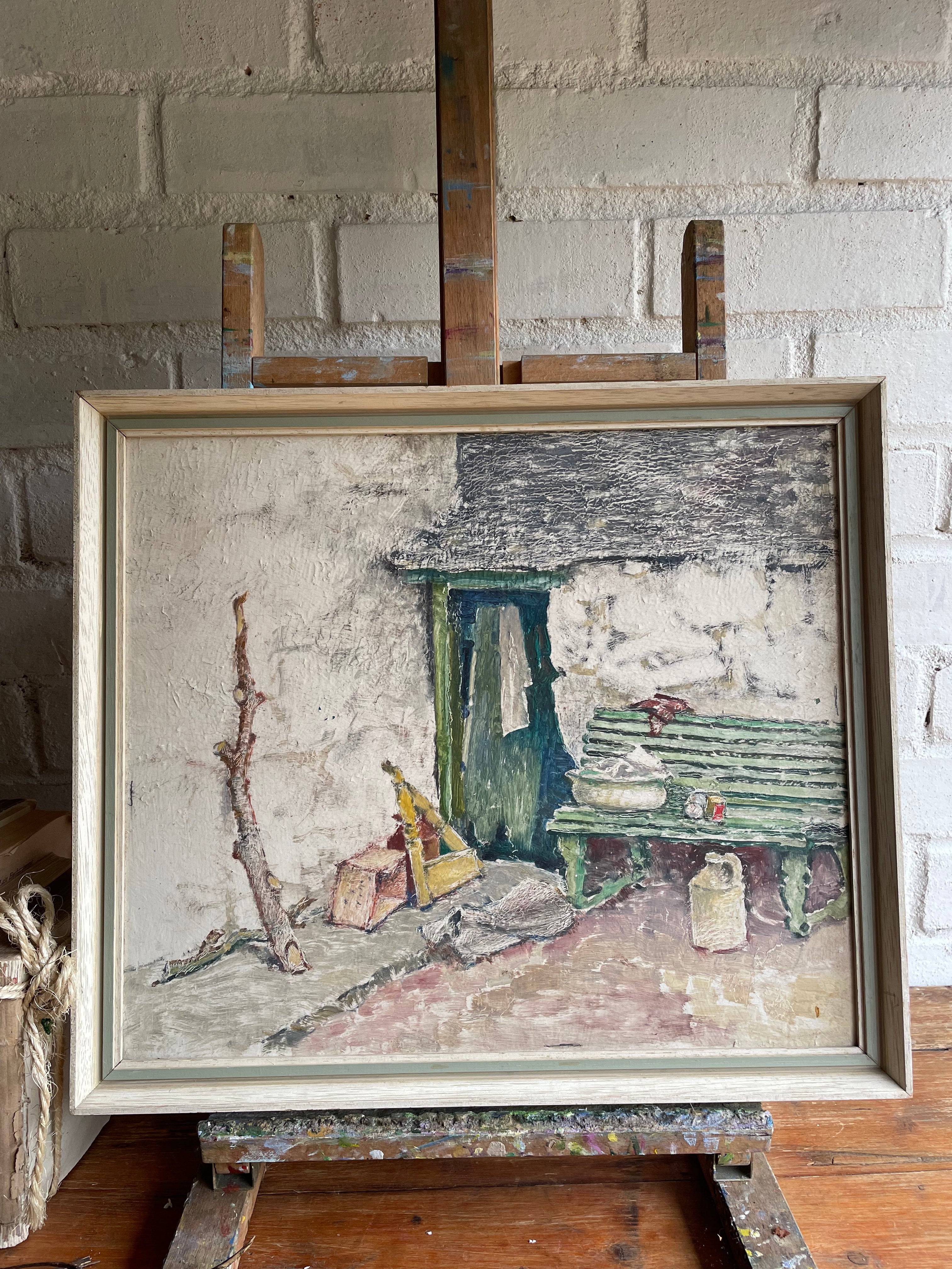 Still Life with a Bench: Beautiful Oil on Board