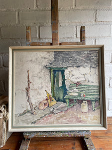 Still Life with a Bench: Beautiful Oil on Board