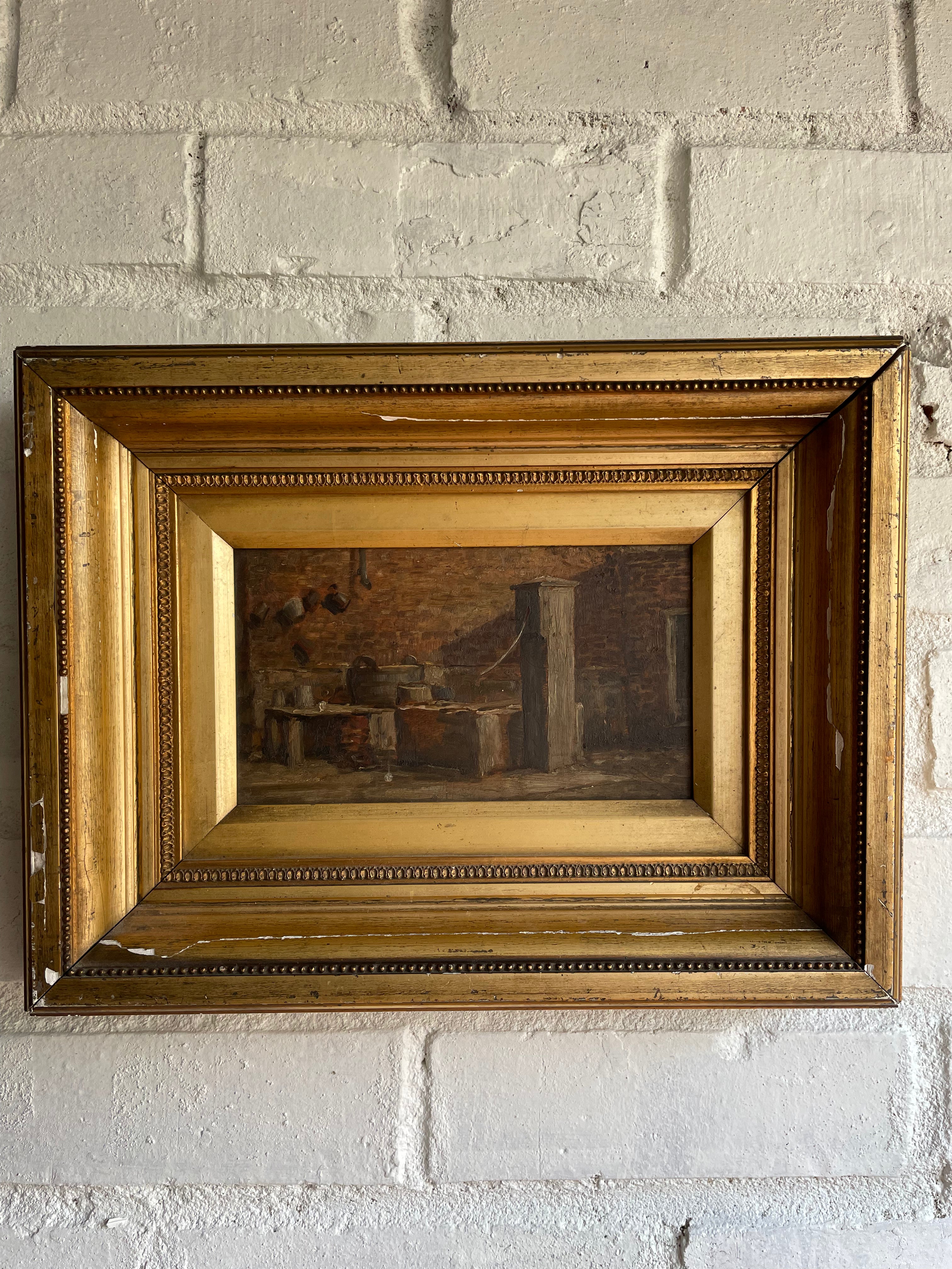 A Rustic Kitchen: Small Antique Oil