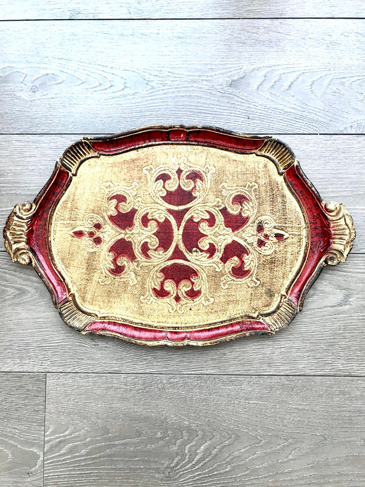 Red Florentine Gilt Tray