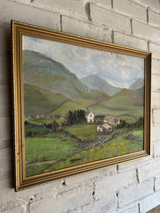 Landscape and Farm: Framed Vintage Oil on Board