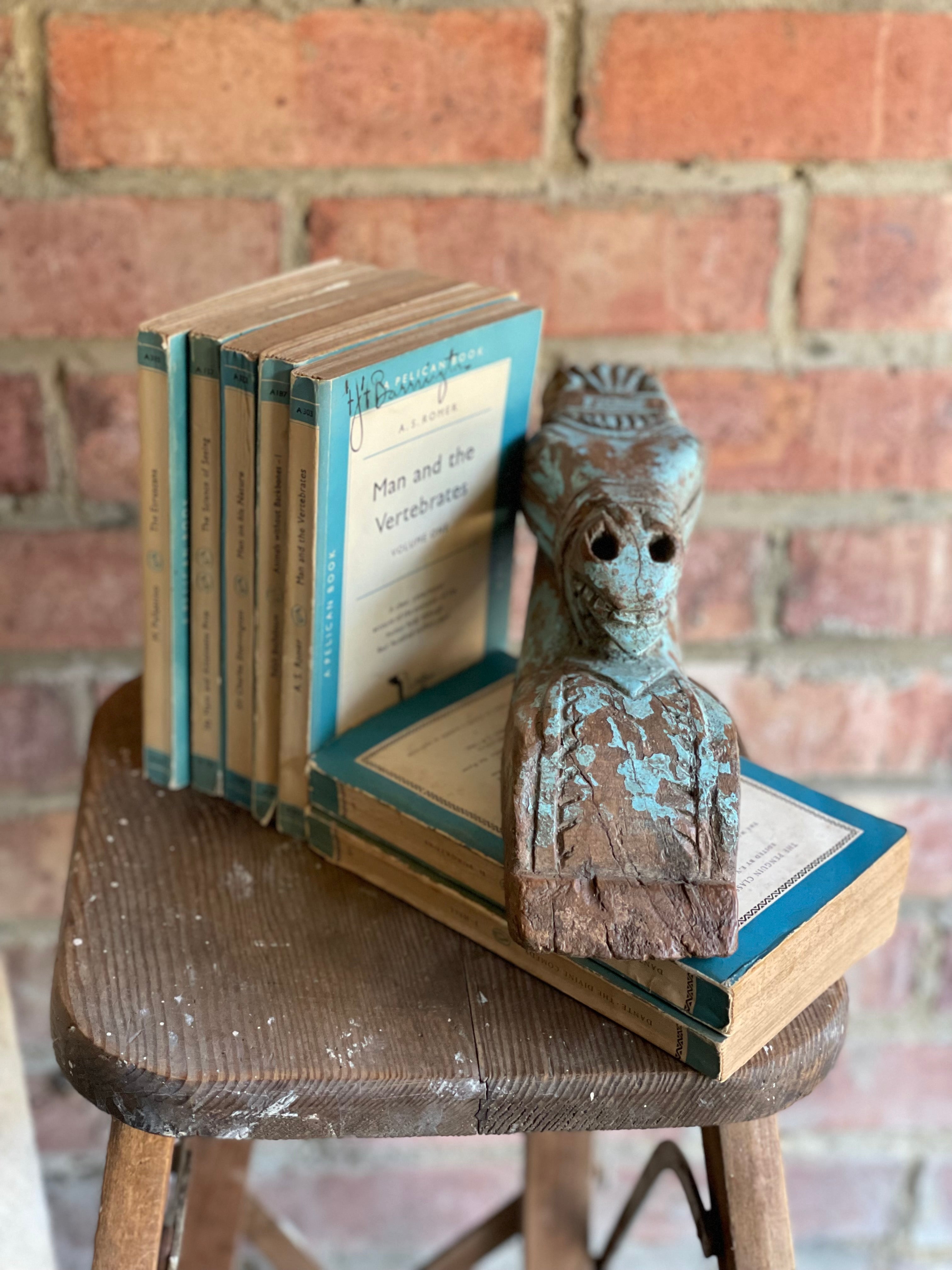 Set of Seven Penguin Books in Turquoise Hues