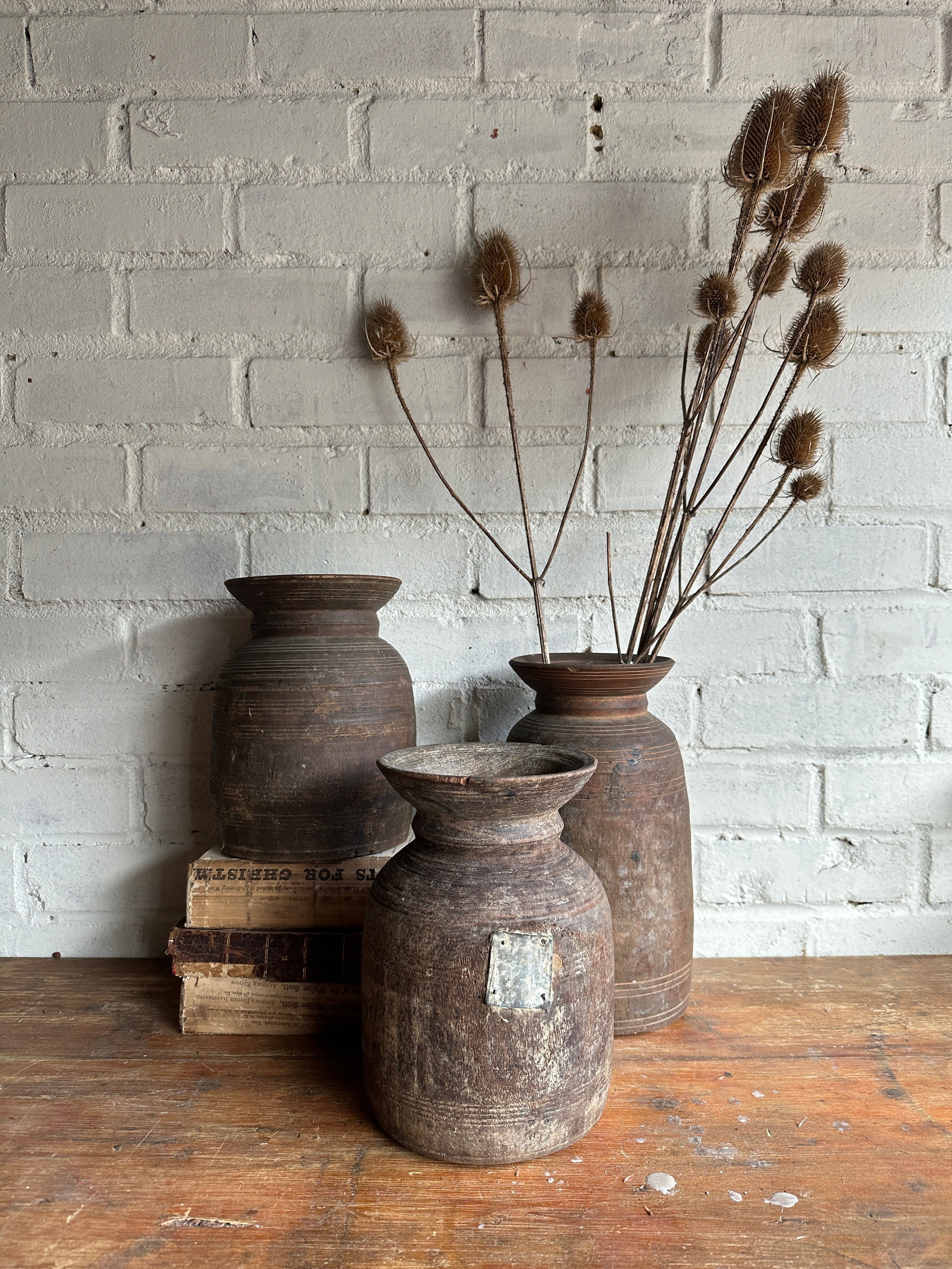 19th Century Tibetan Carved Wooden Curd Pot