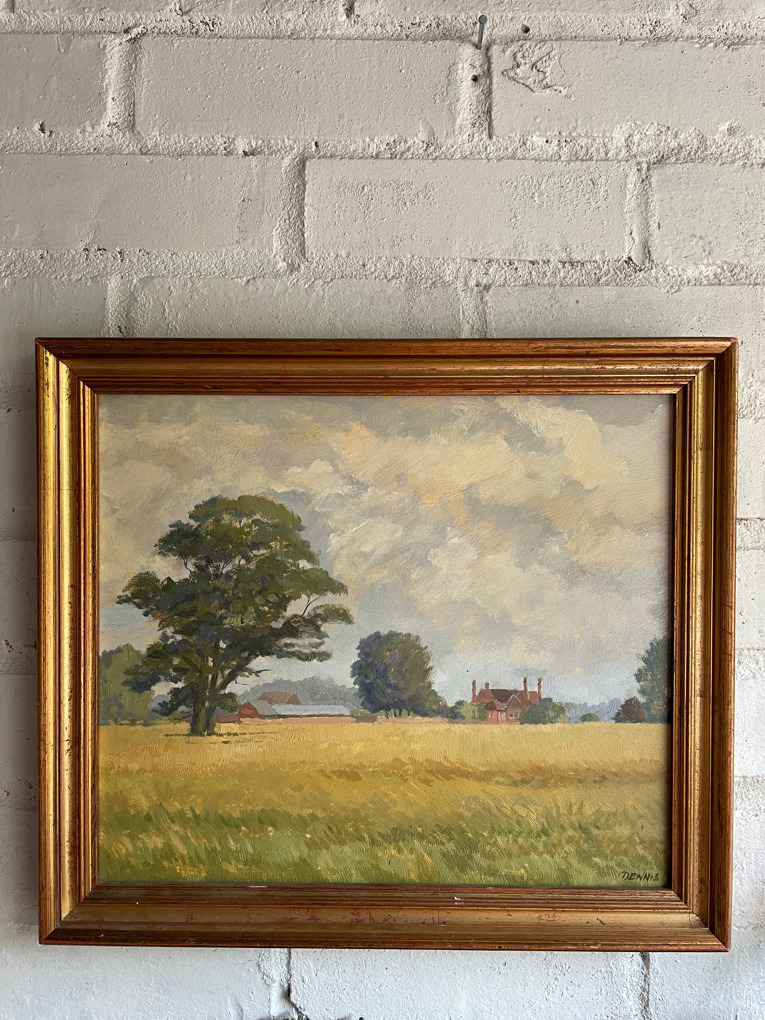 Hampshire Landscape: Small Signed Oil on Board