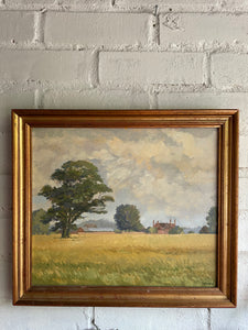 Hampshire Landscape: Small Signed Oil on Board