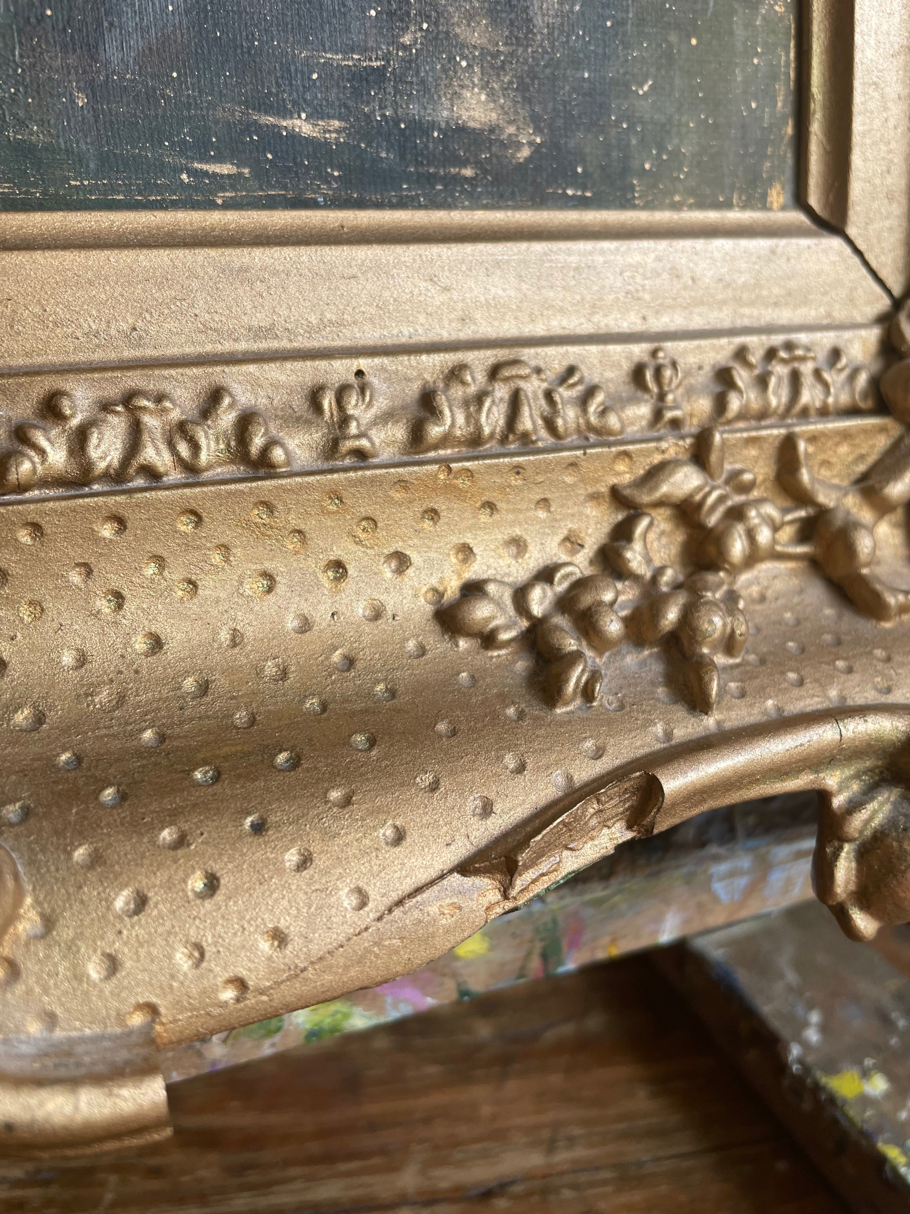 Antique Treescape: Oil on Canvas with Gilt Frame