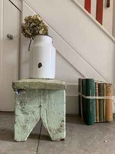Small Rustic Mint Green Painted Stool