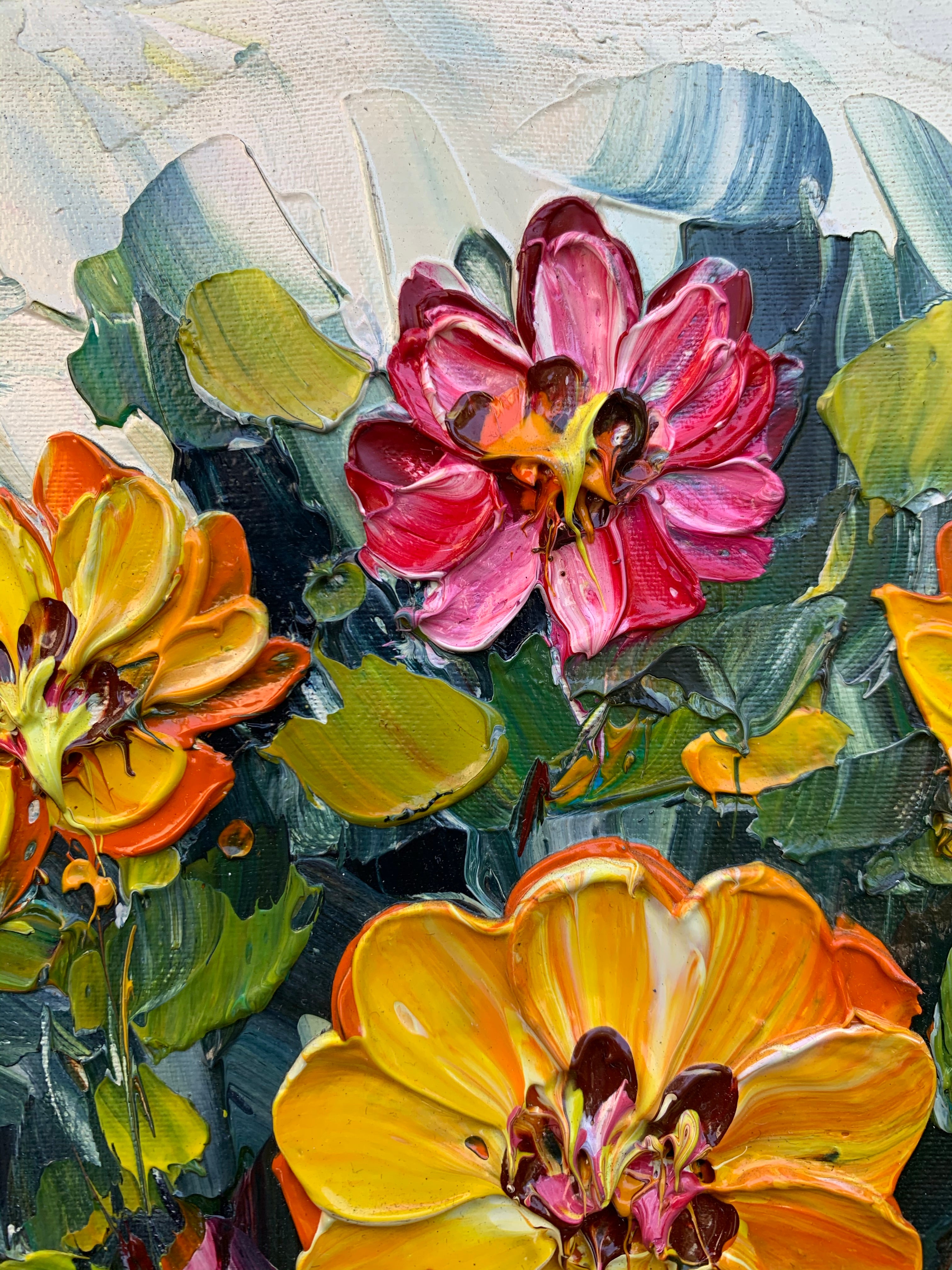 Thick Impasto Floral Oil on Canvas