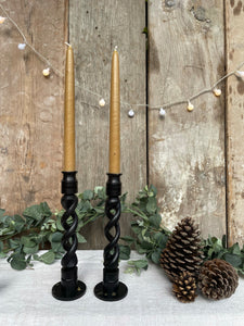 Ebony “Barley Twist” Wooden Candlesticks