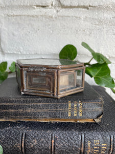 Trio of Tiny Stacking/Nesting Glass & Metal Trinket Boxes