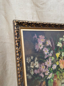 1930s Belgian Floral Still Life: Oil on Canvas