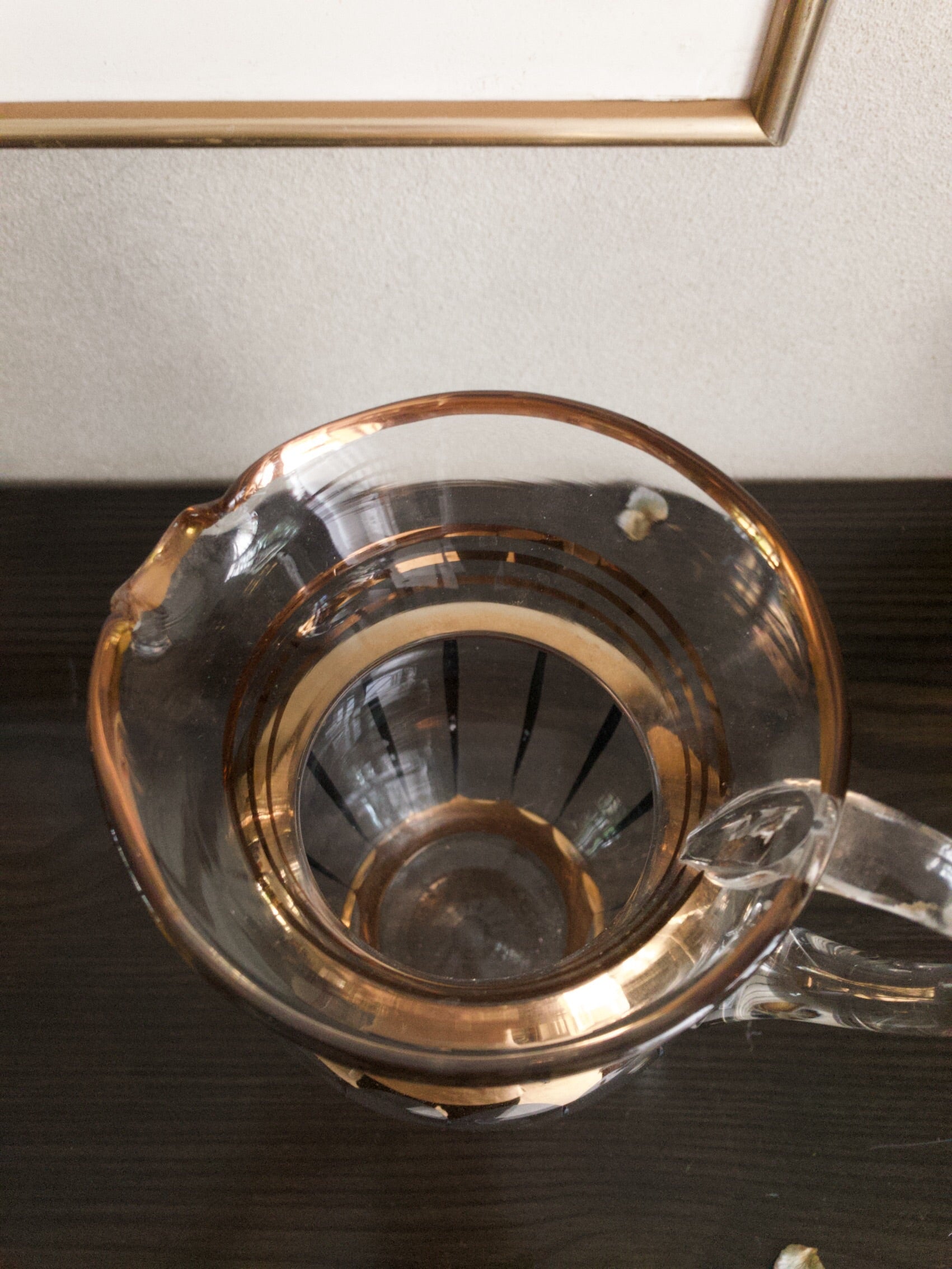 Midcentury Glass and Gold Jug