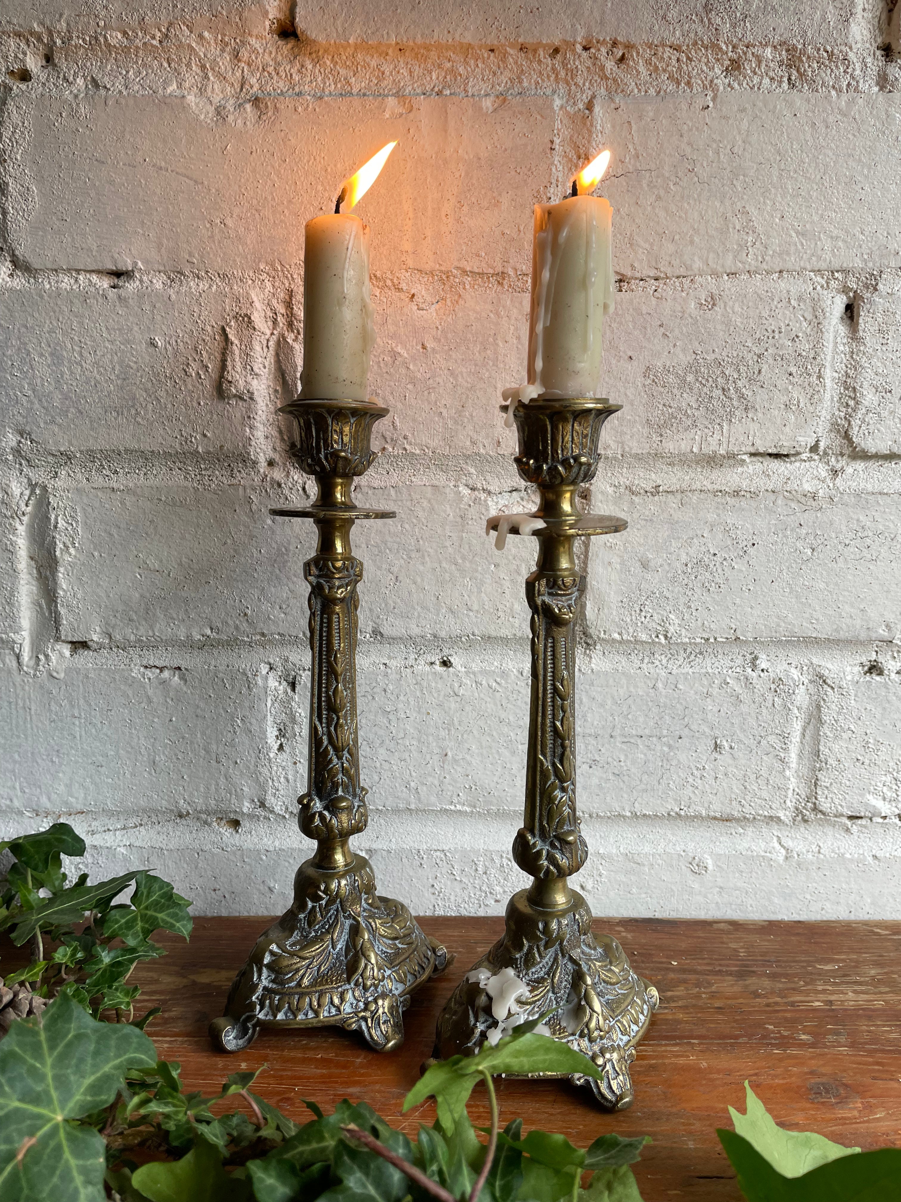 Pair of Decorative Brass Candlesticks