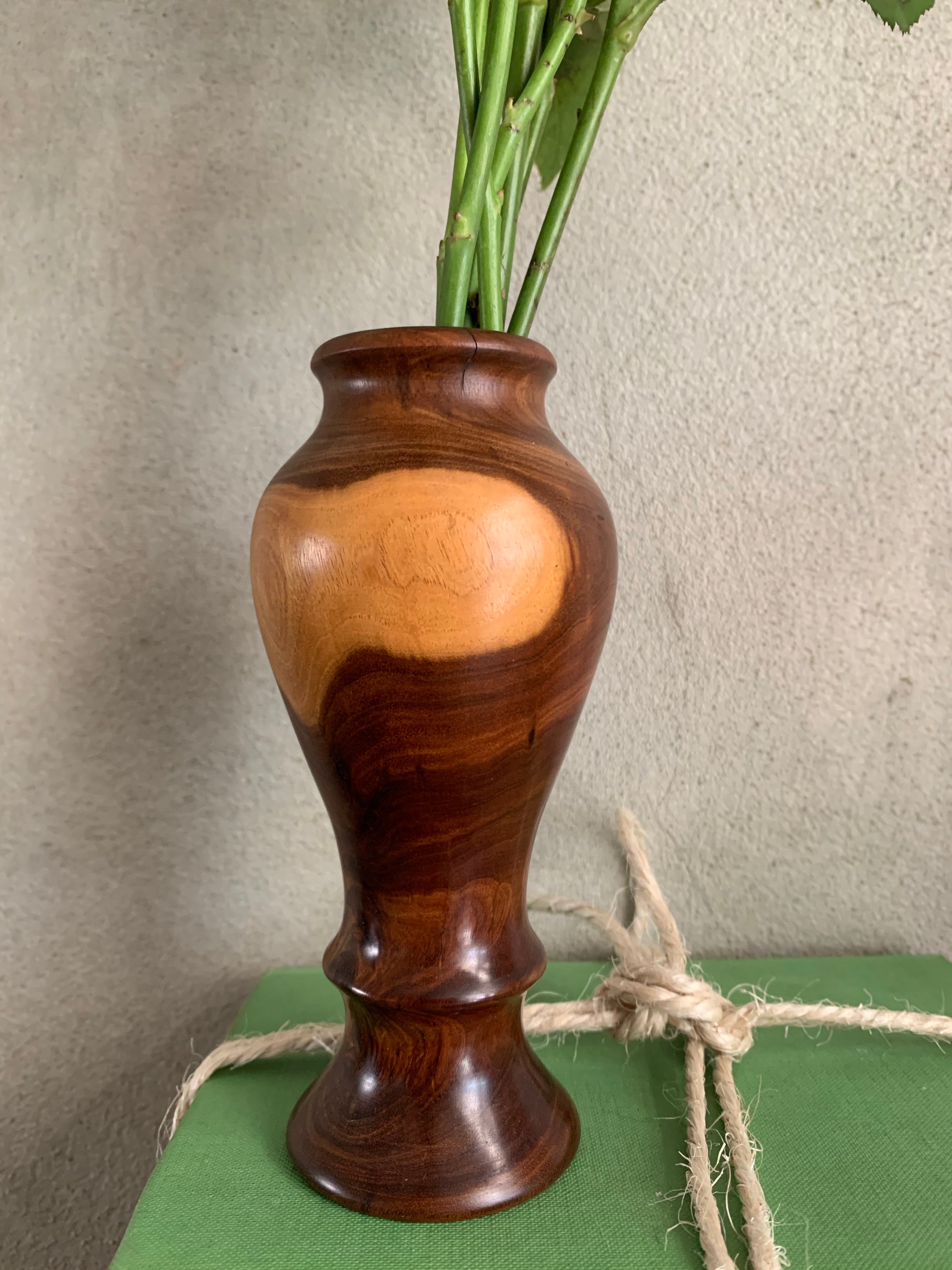 Pair of Turned Wood Posy Vases