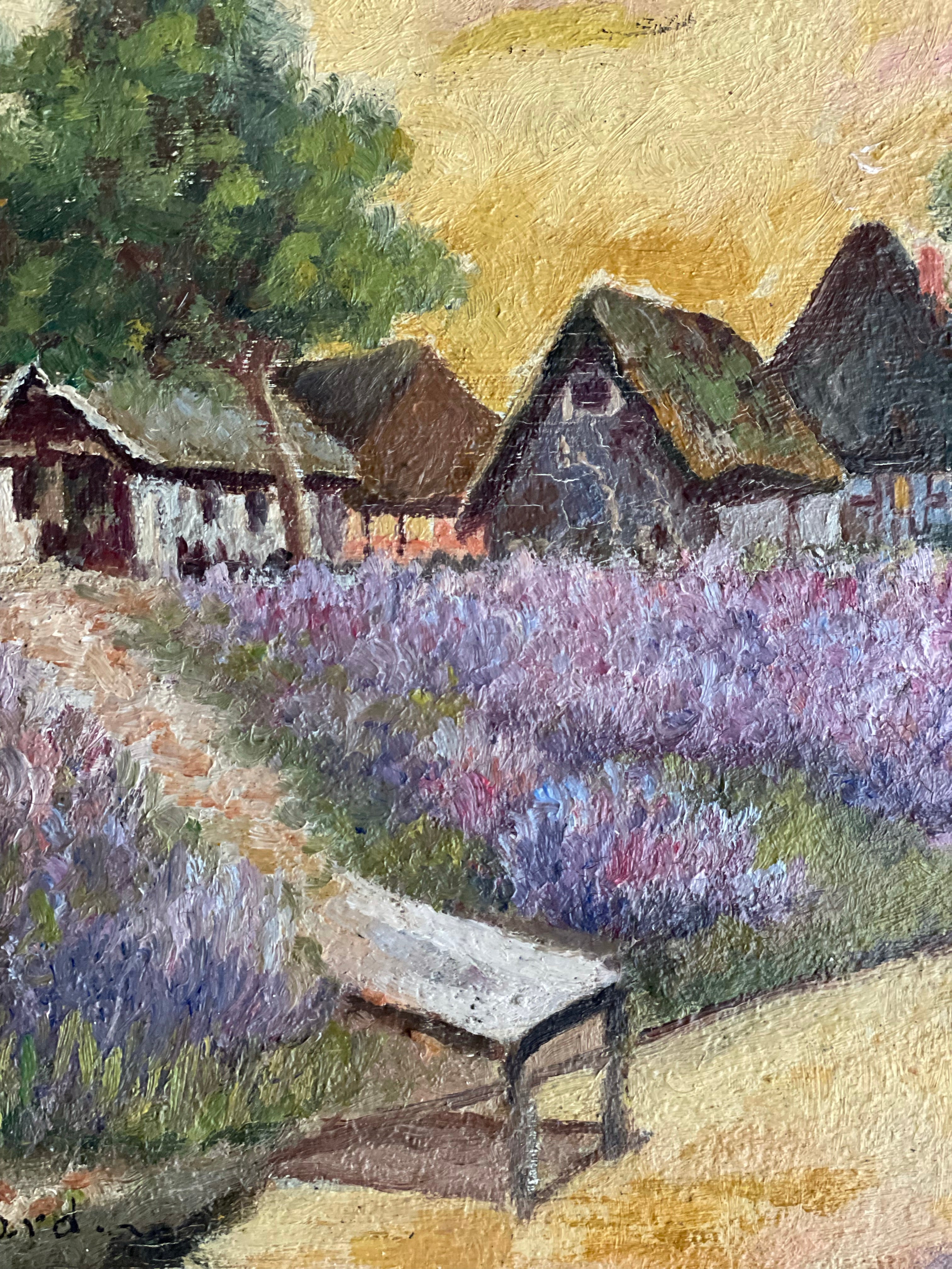 French Lavender: Small Signed Oil on Board