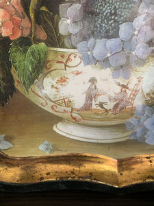 Large Decorative Tin Tray with Hydrangeas