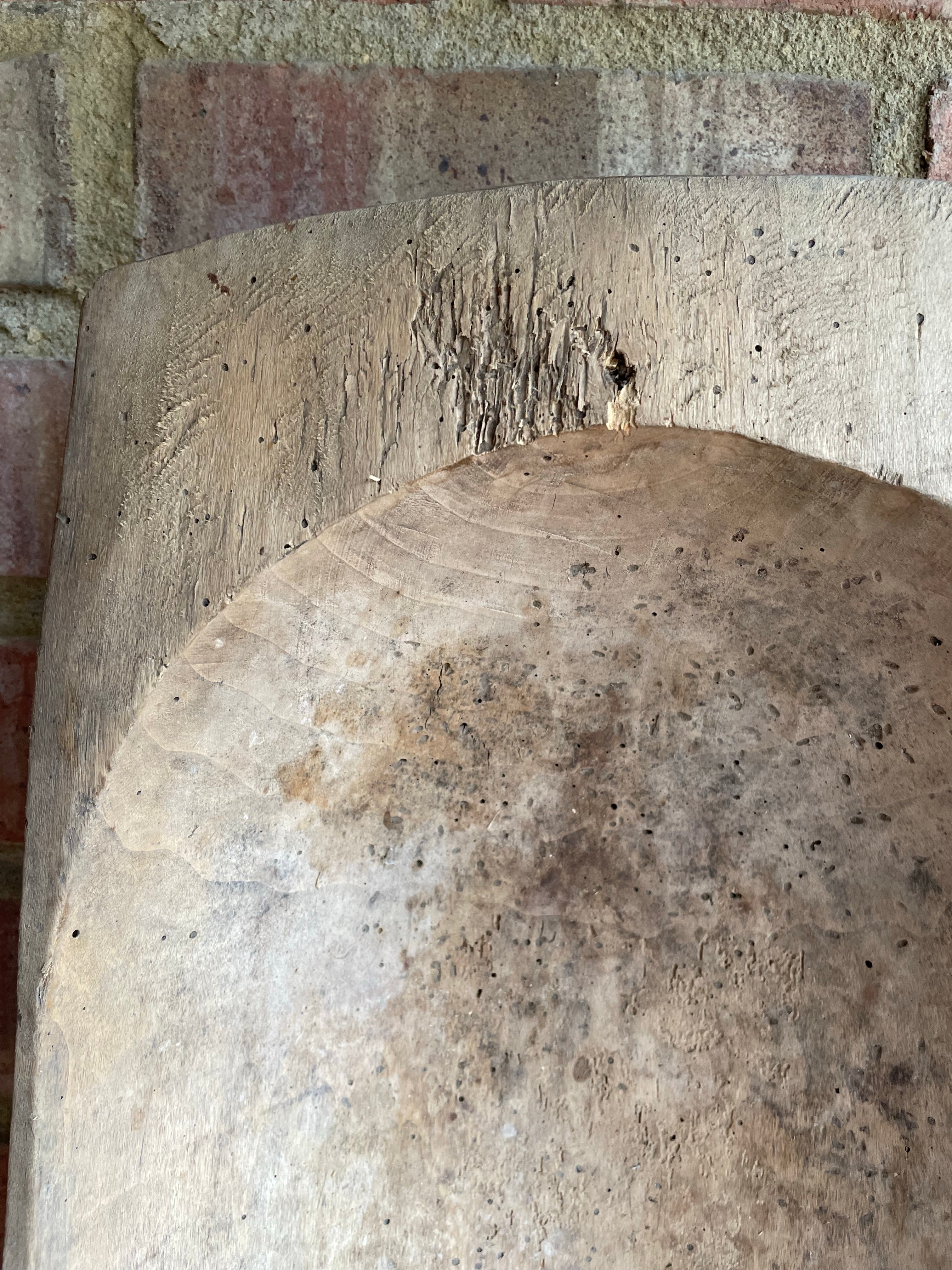 Large Rustic Wooden Dough Bowl 1