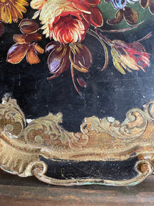 Floral Florentine Tray in Black & Gold