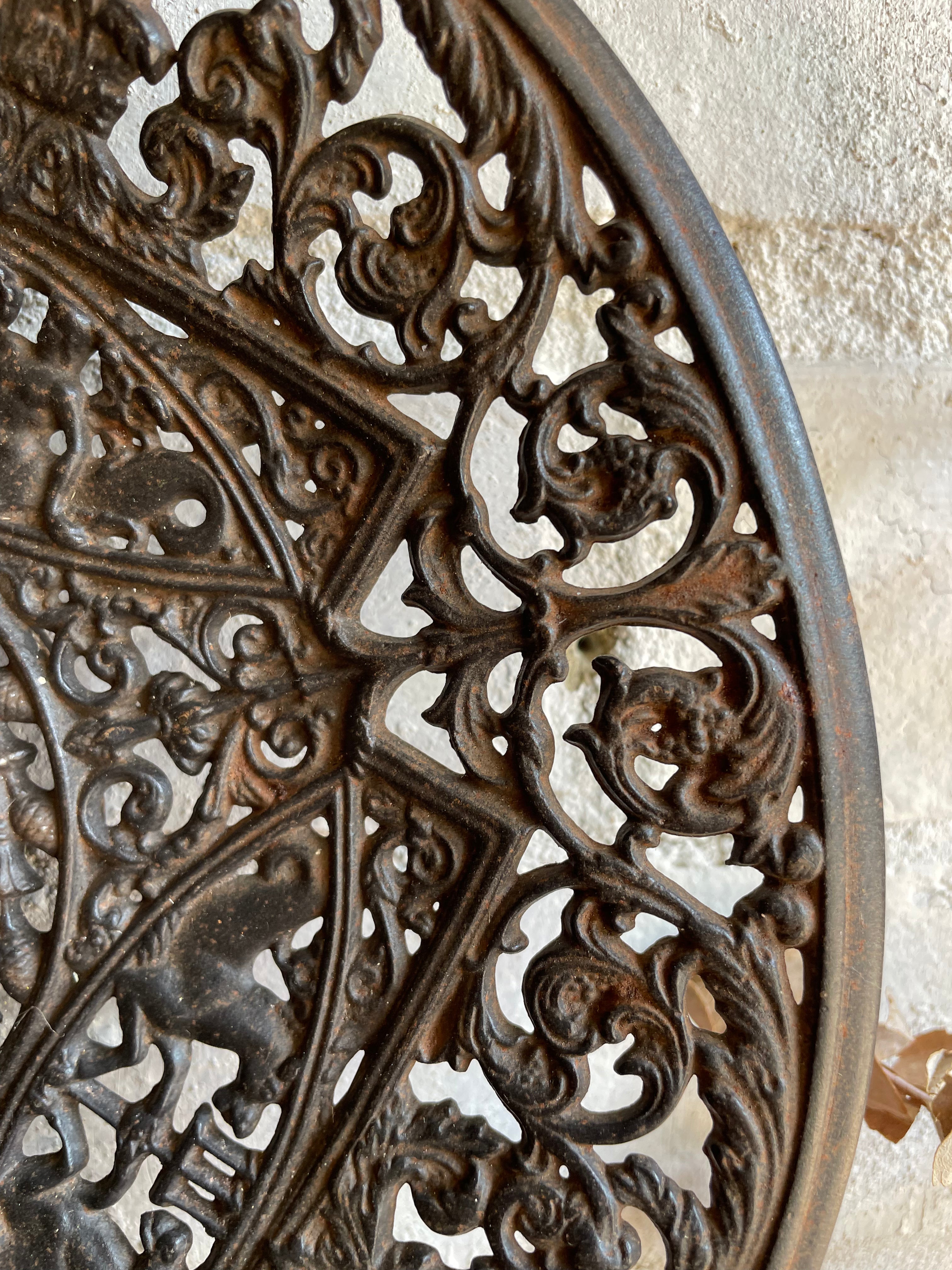 Antique Cast Iron Decorative Filigree Plate
