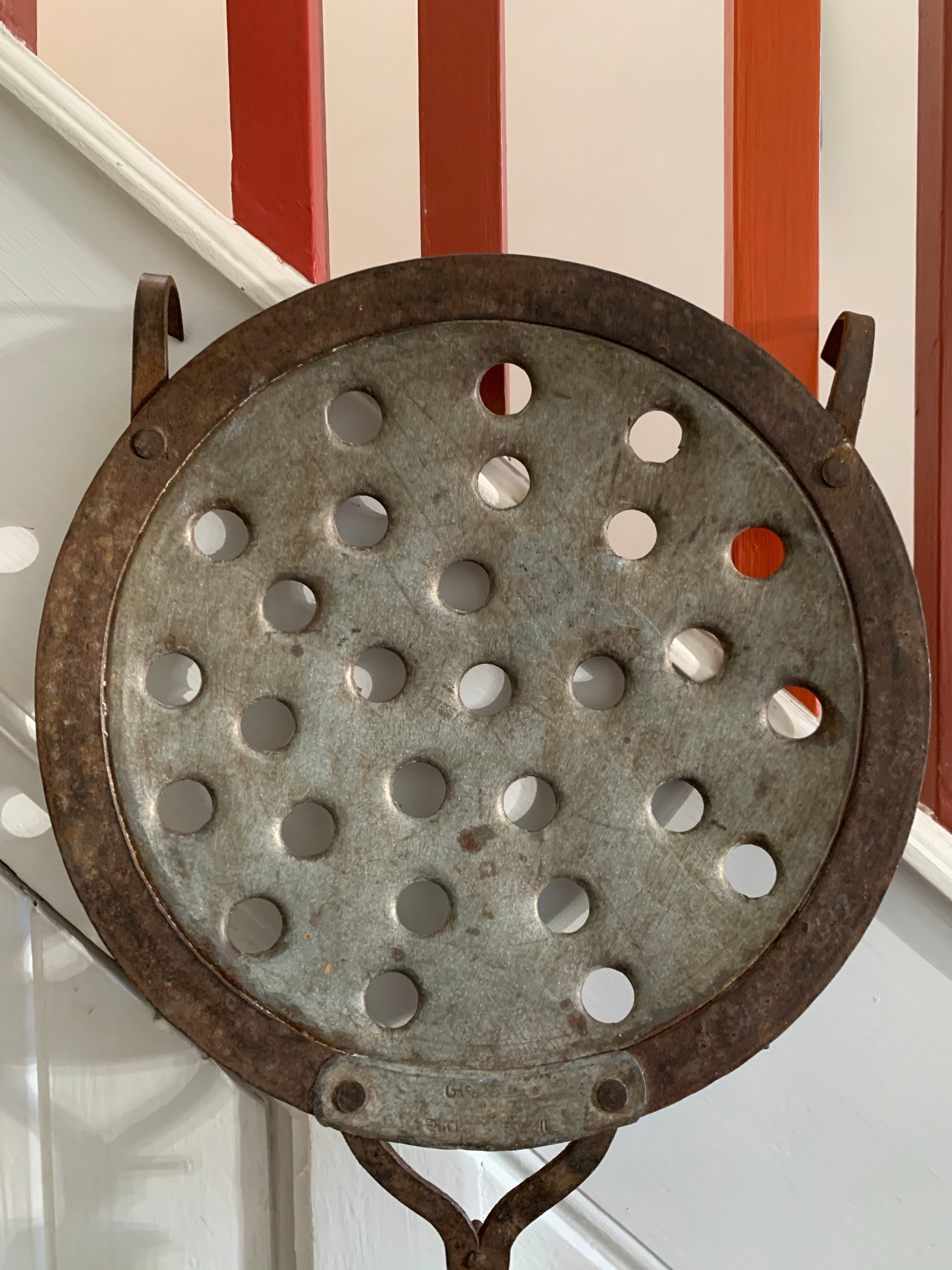 Large Antique Iron Pan/Chestnut Roaster 2