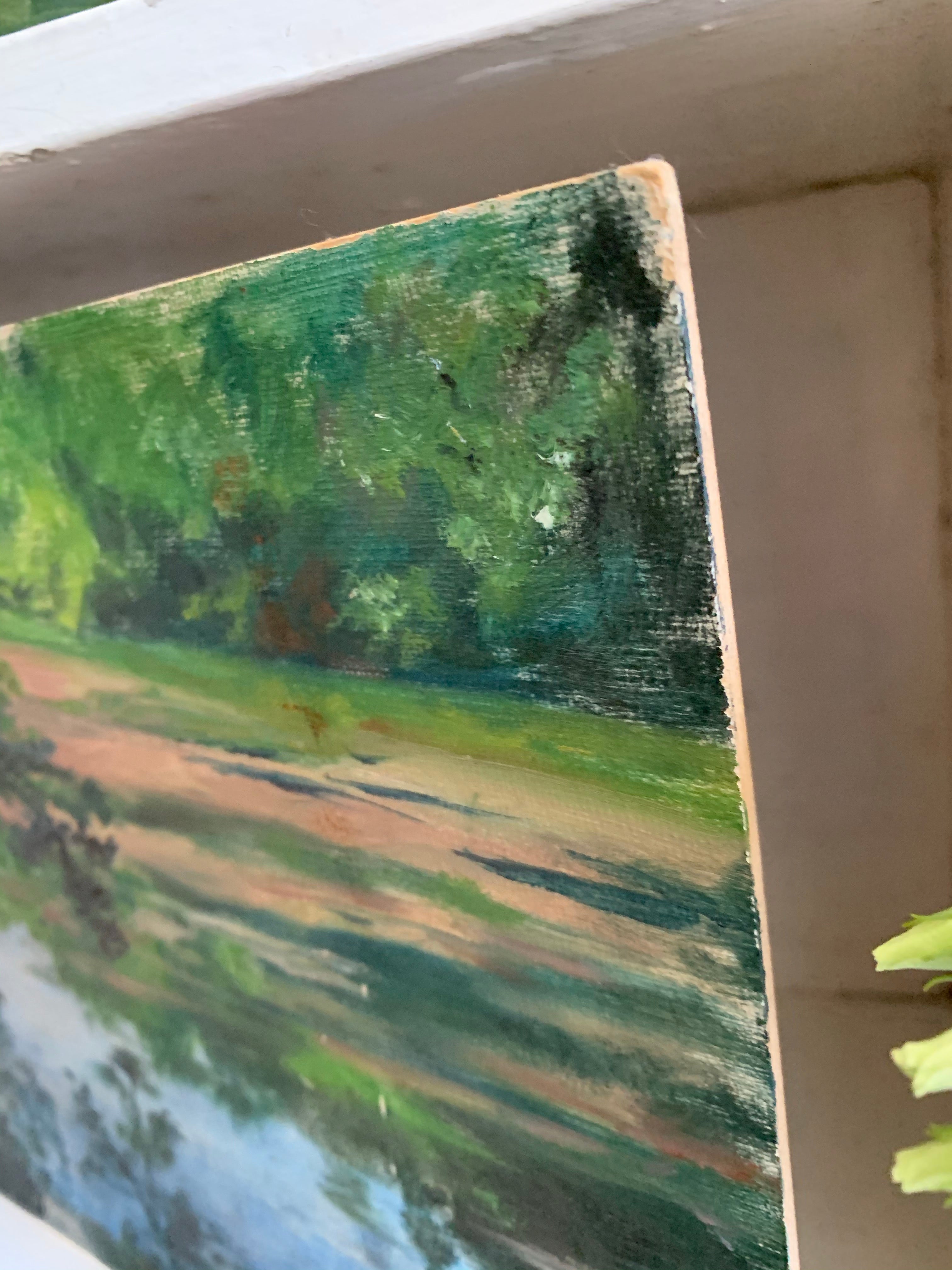 Watery Forest: Teeny Oil on Board
