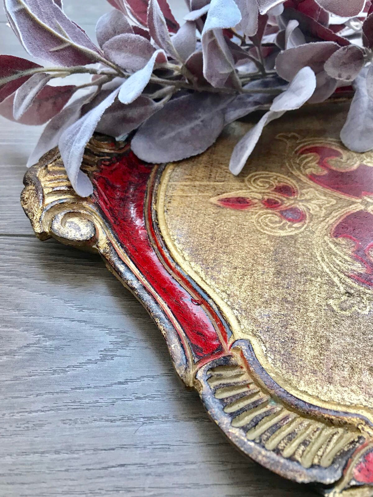 Red Florentine Gilt Tray