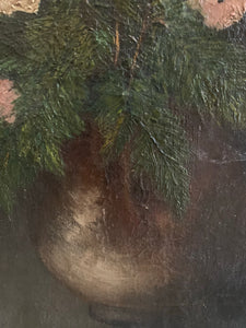 Little 1940s French Floral Oil On Canvas