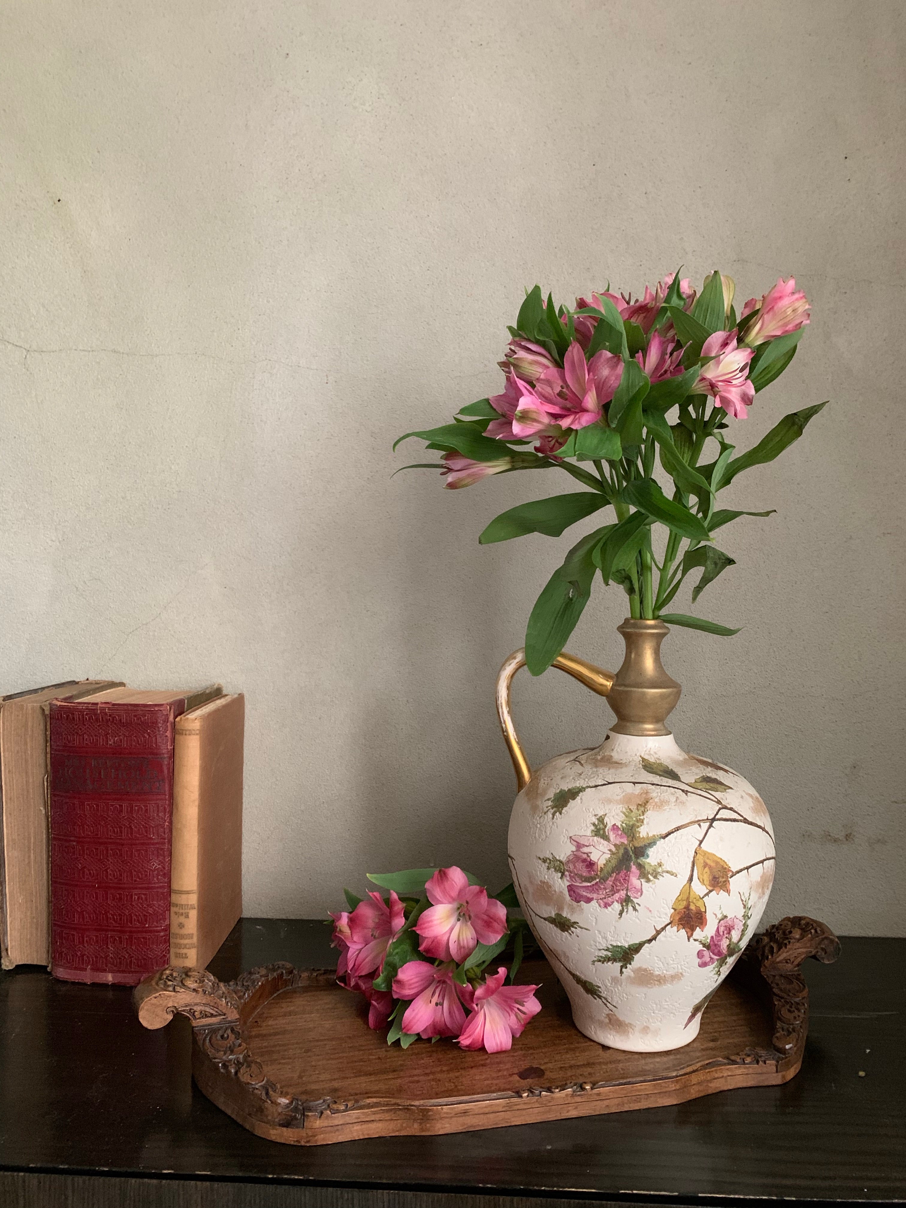 Antique Porcelain Pitcher with floral lace detail