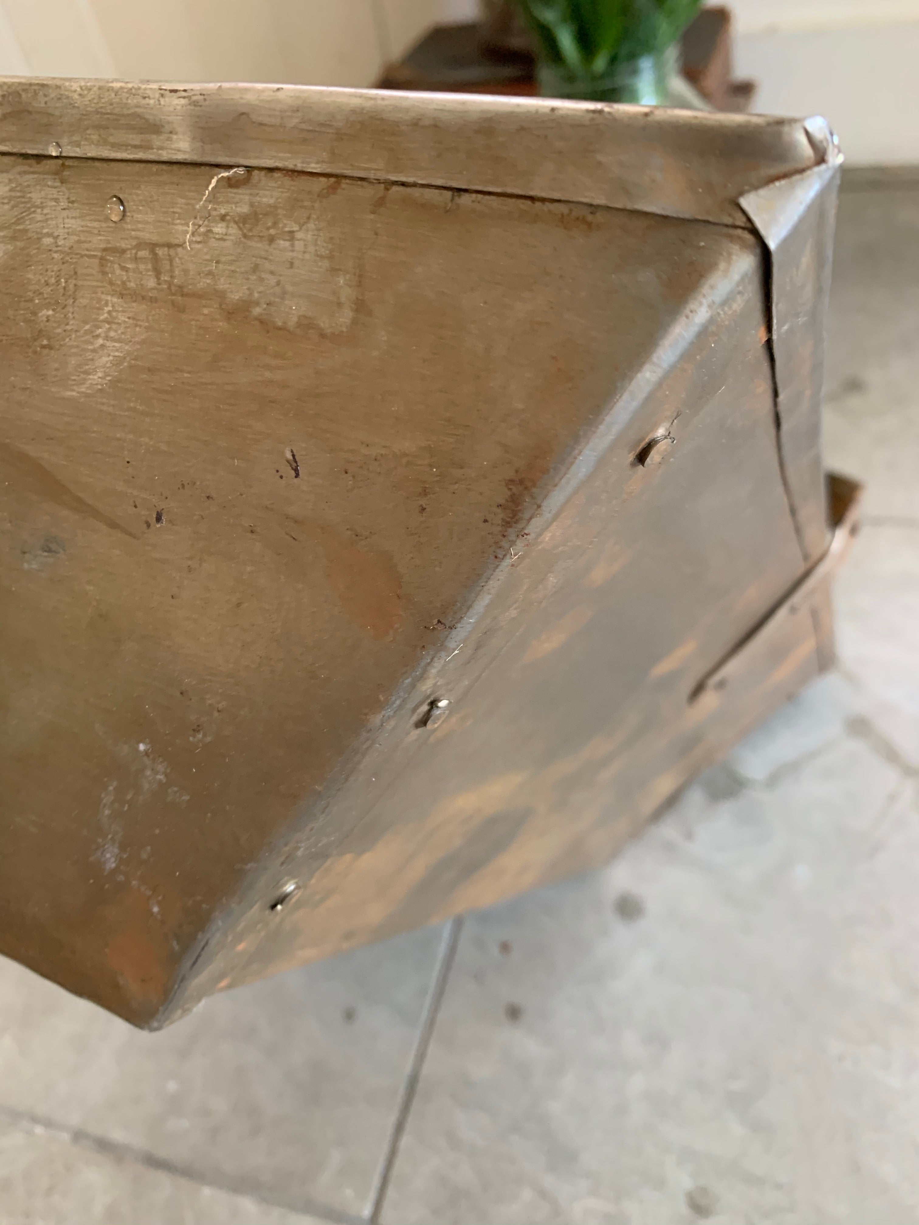 Large Rustic Metal Trug with Adjustable Handle