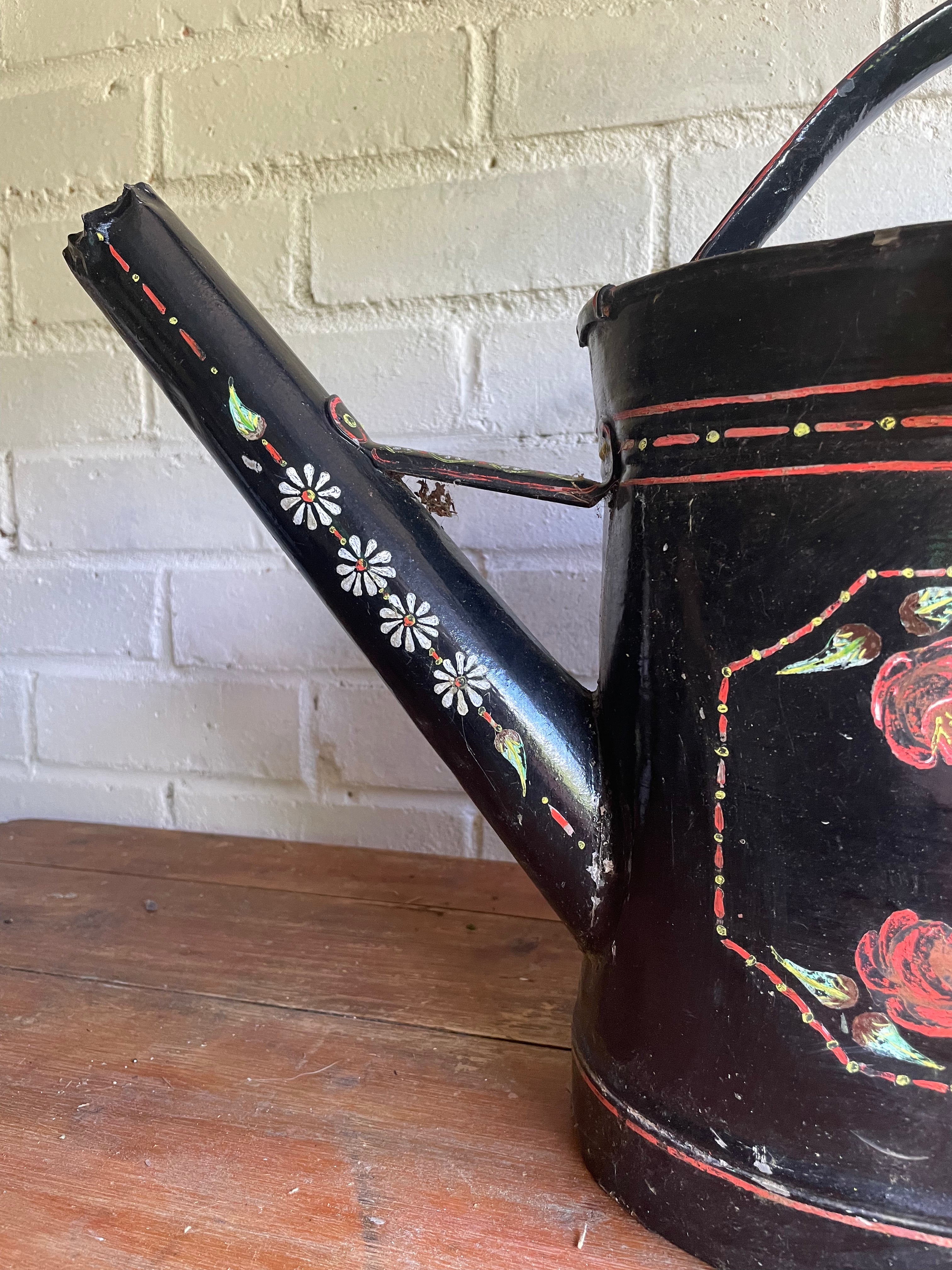 “Bargeware” Hand-Painted Metal Watering Can